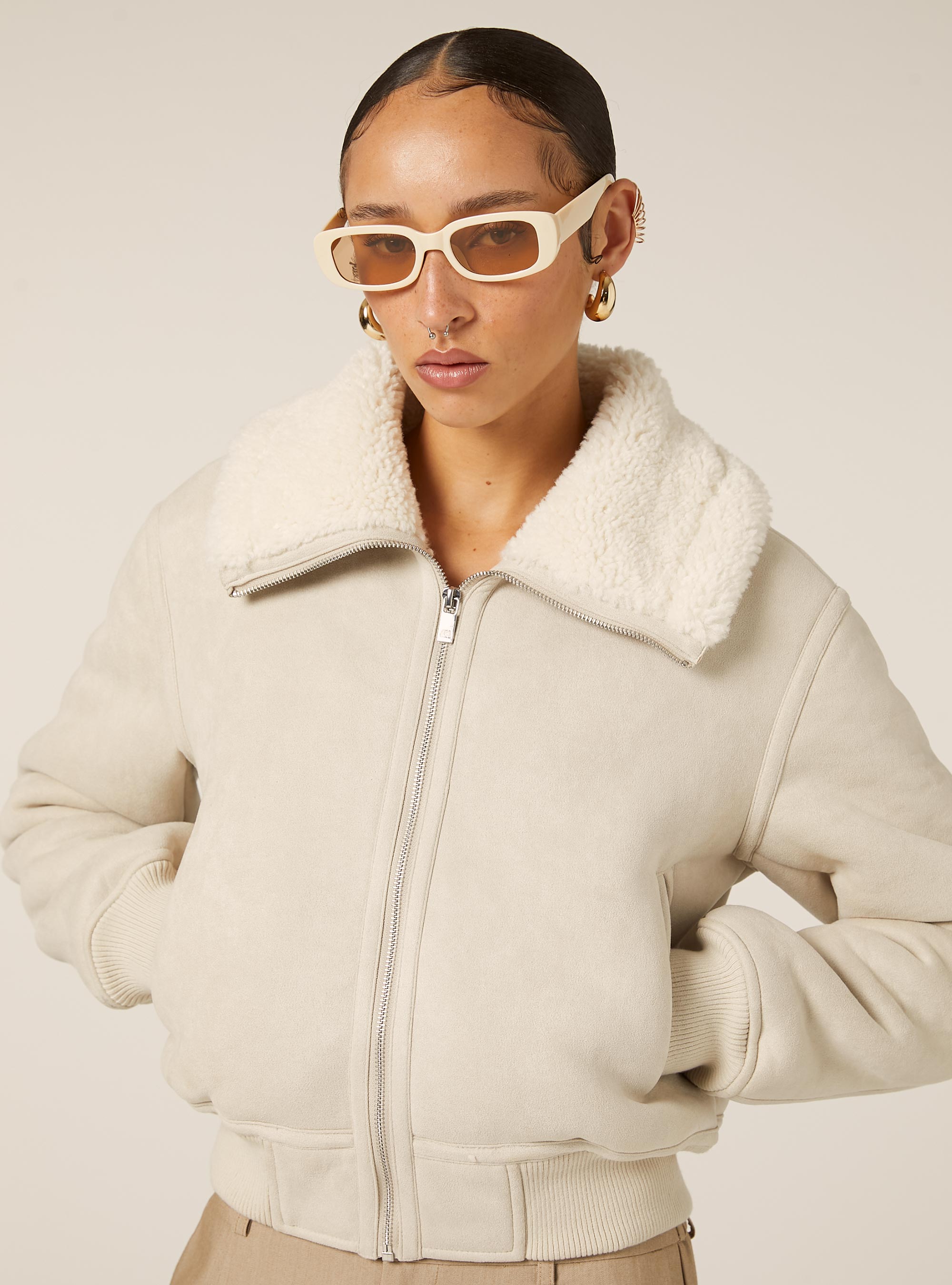 Jacke in Wildlederoptik, SA2 SAND MEDIUM