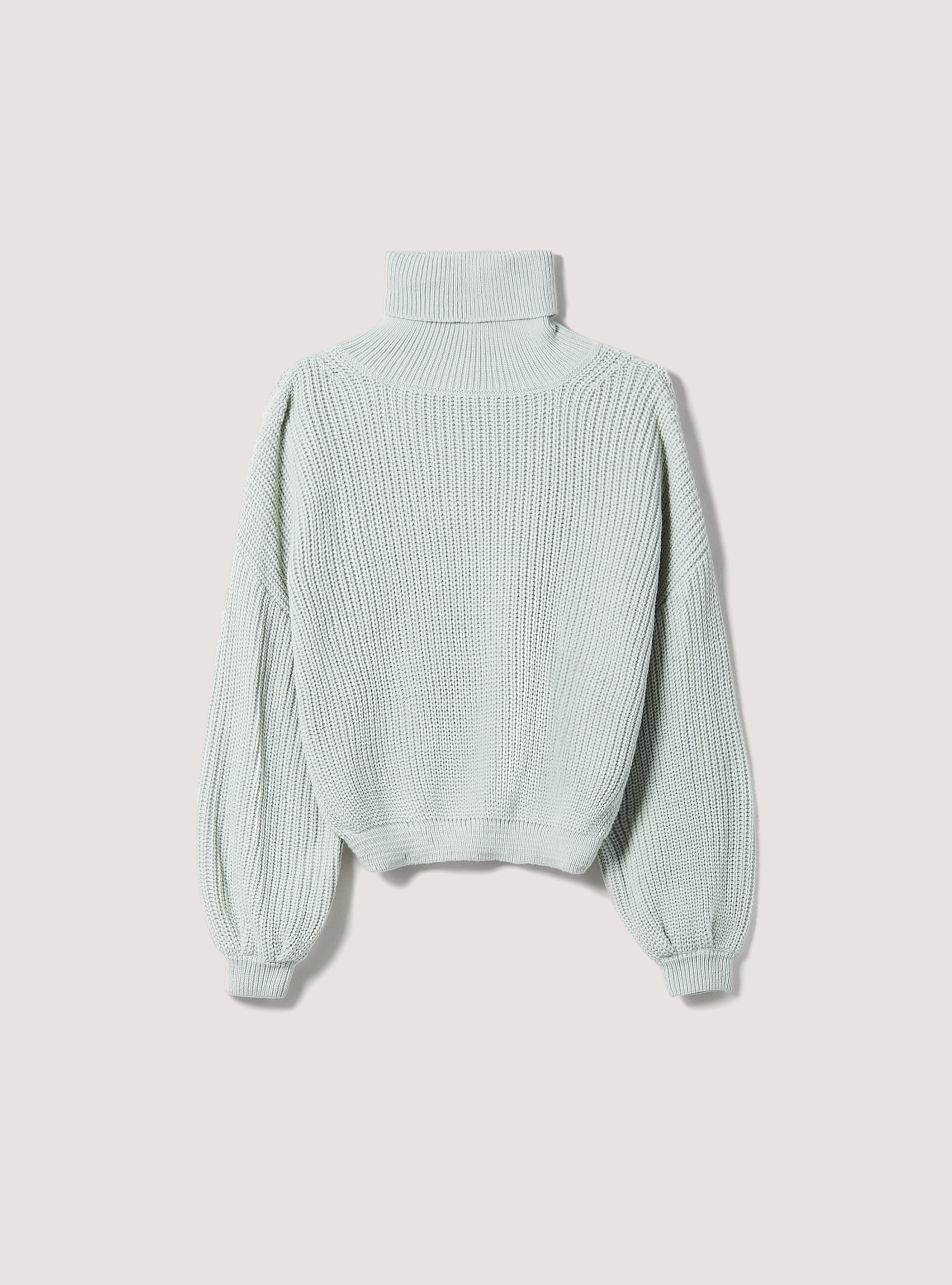 High-necked comfort fit English rib pullover, C6585 GREEN