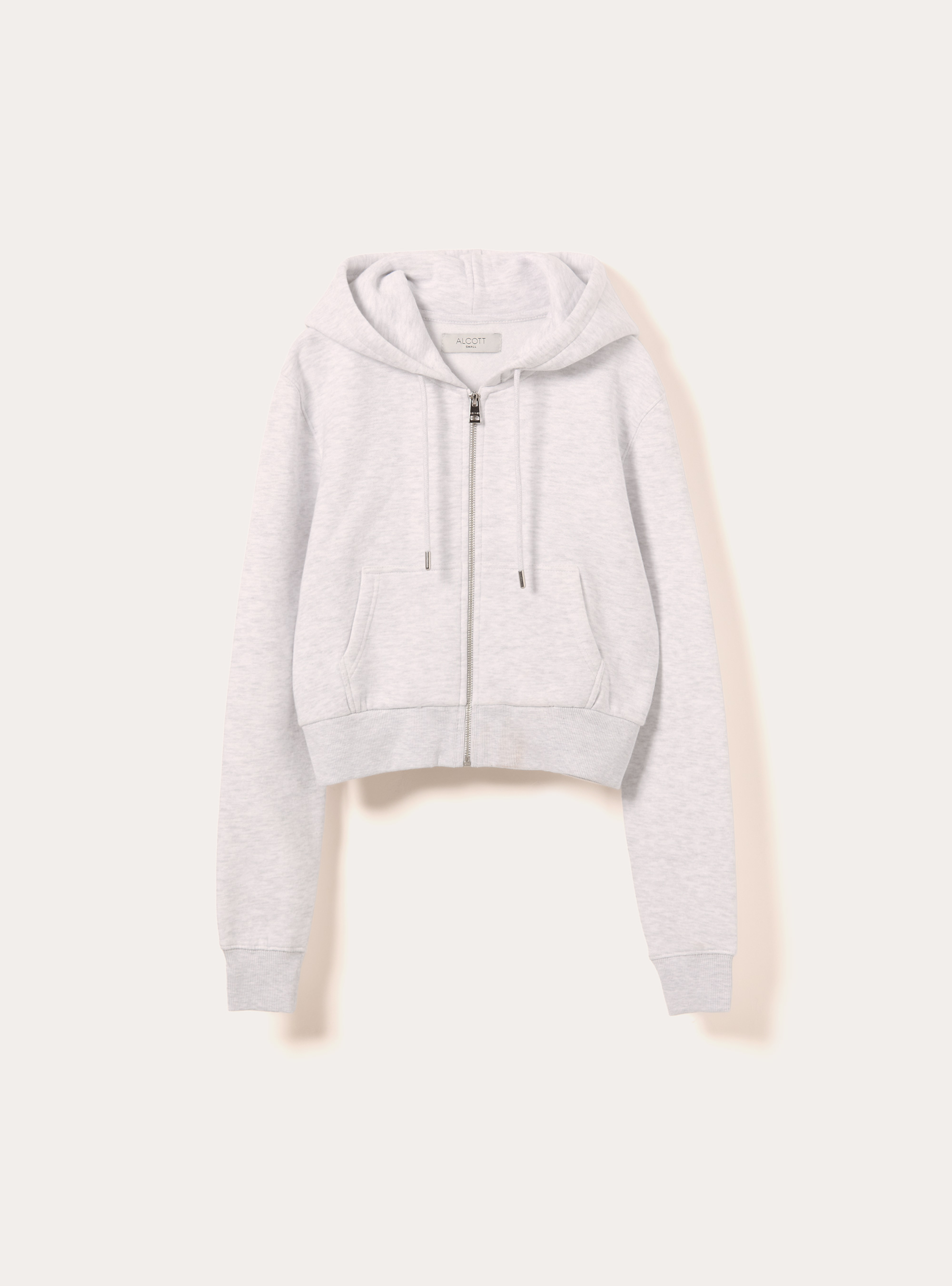 Sweat à capuche zippé court, MGY3 GREY MEL LIGHT