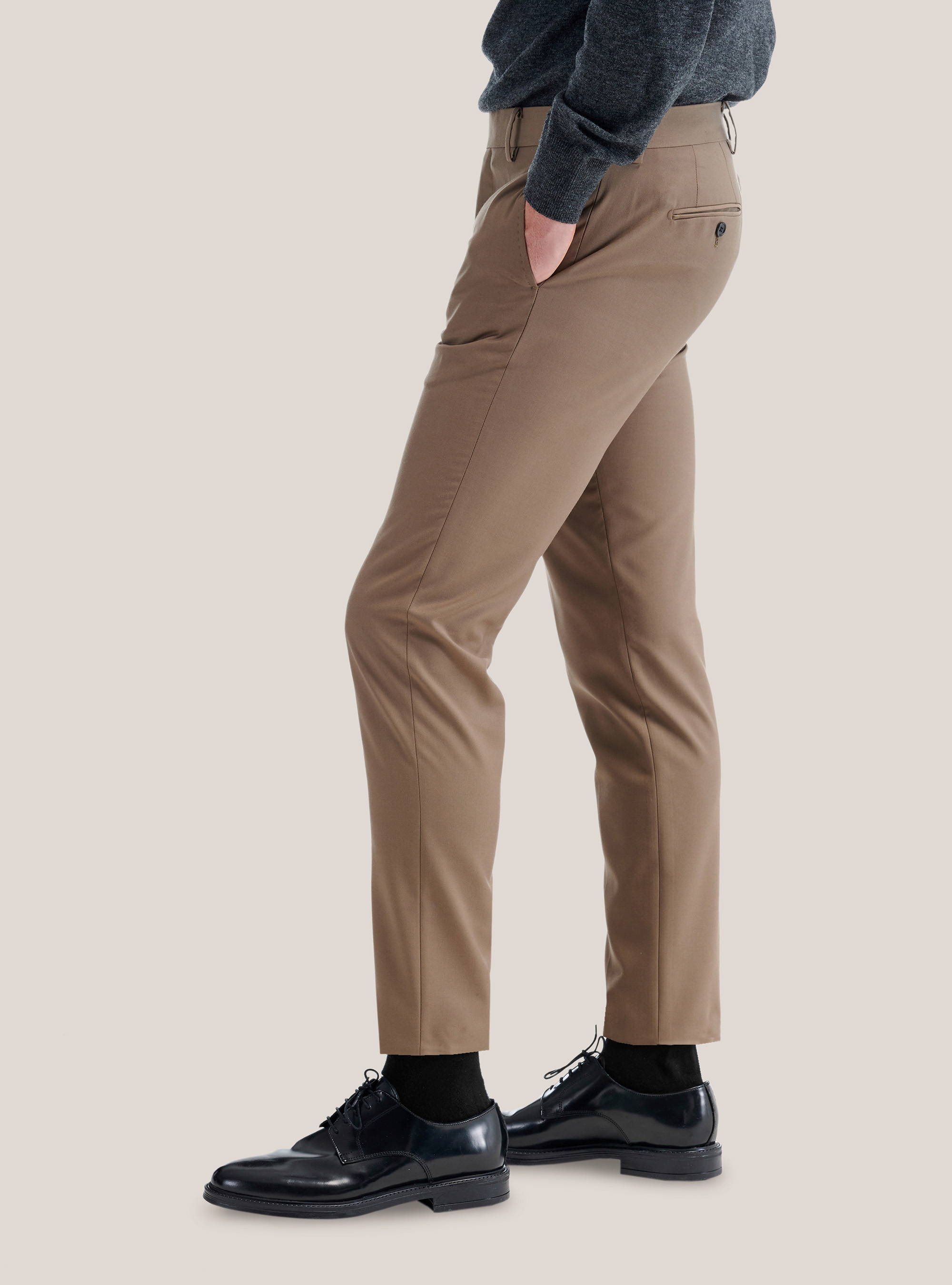 Solid color suit trousers, BEIGE