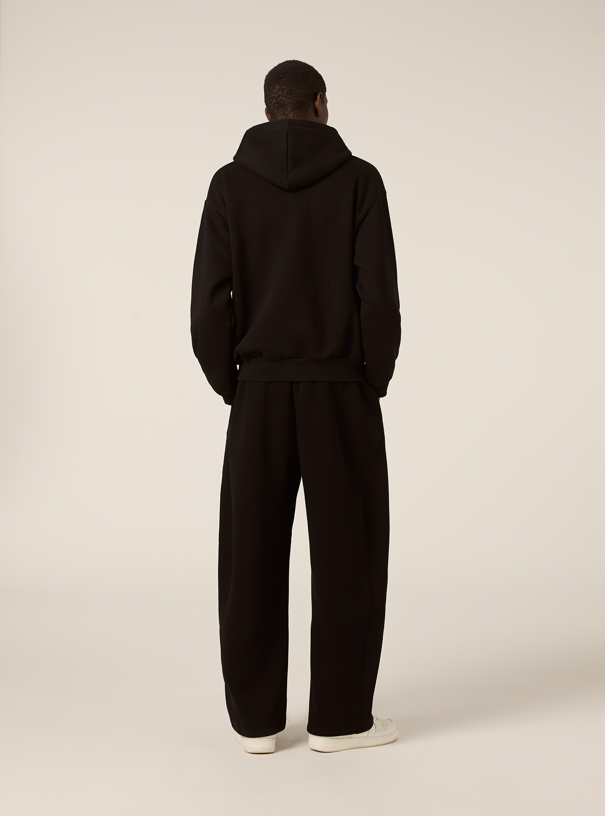 Barrel fit fleece trousers, BK1 BLACK