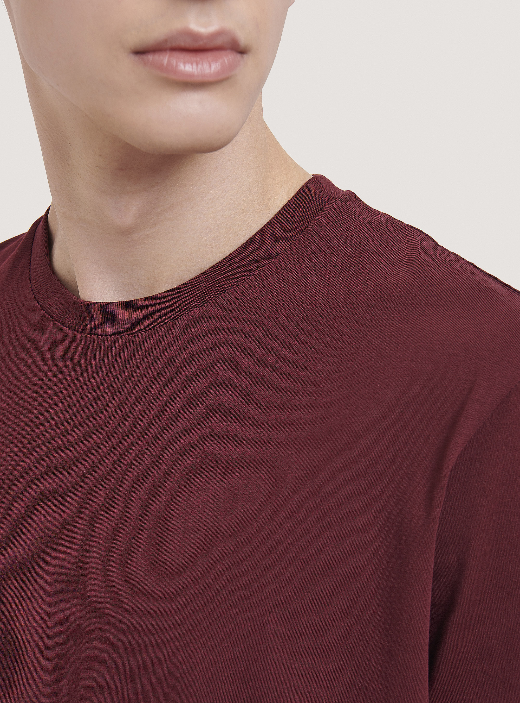 Basic cotton T-shirt, C3443 BORDEAUX