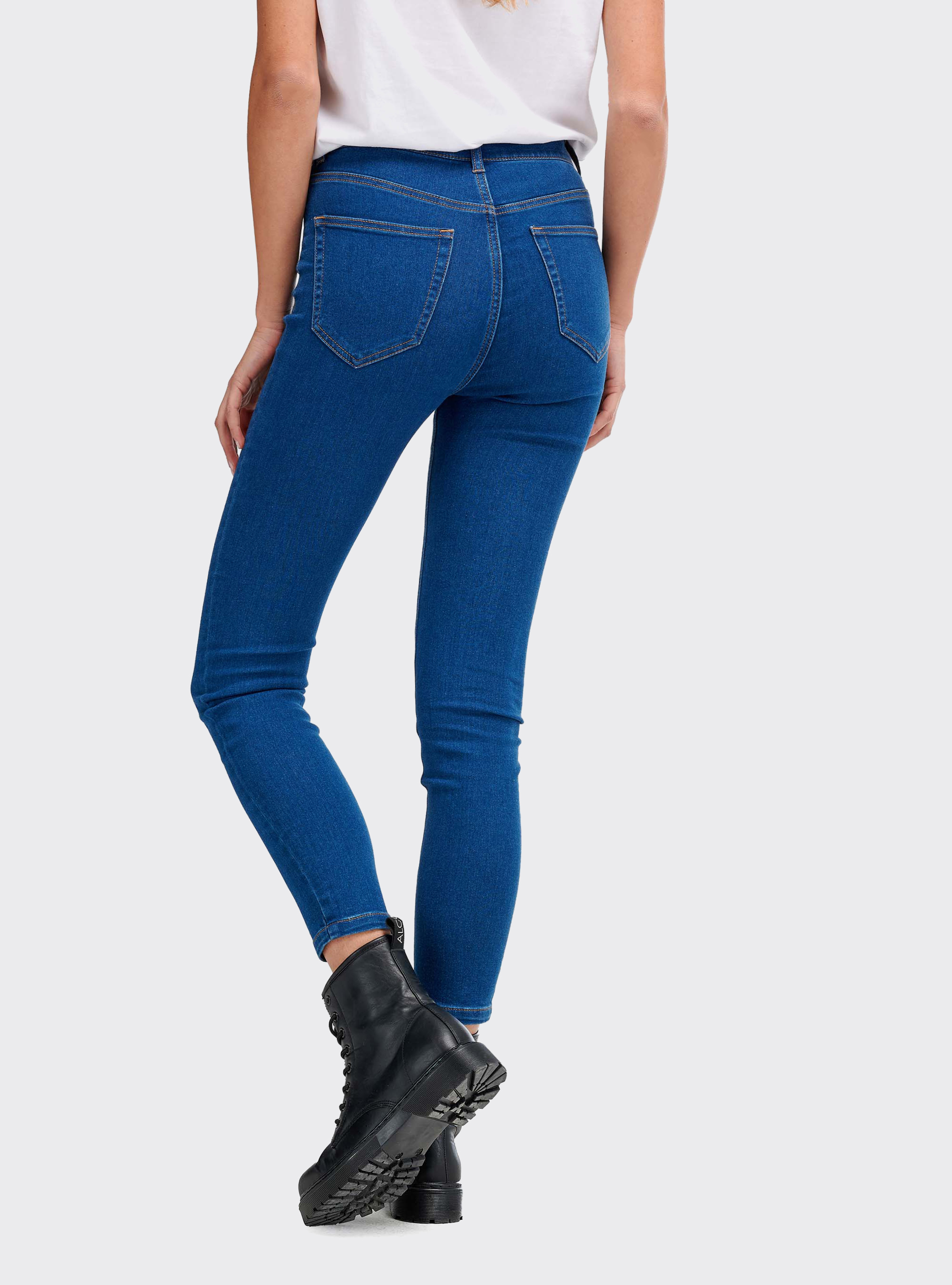 Jean skinny raccourci taille haute, C284 AZZURRE