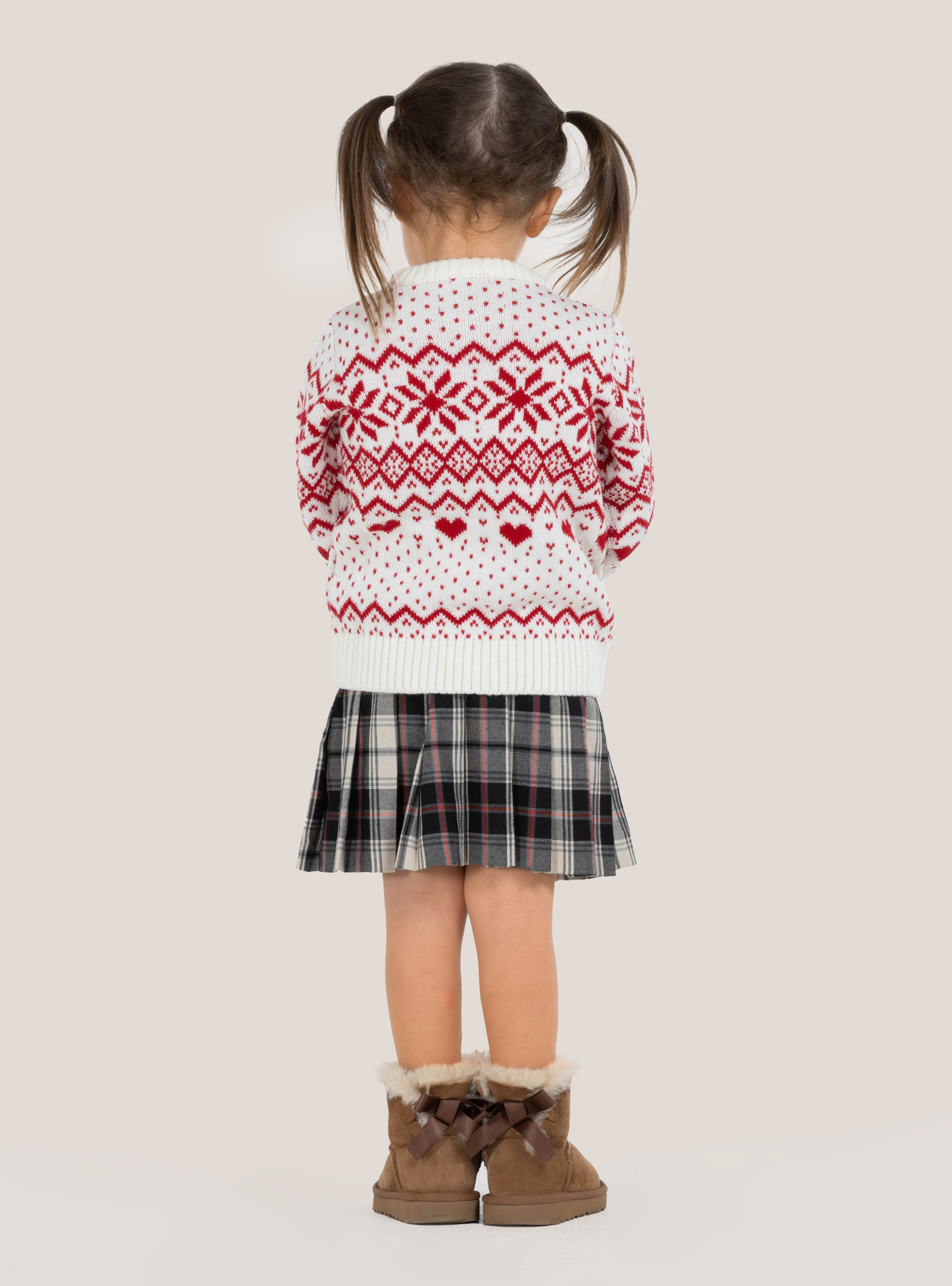 Pullover natalizio ''mini me'' con fiocchi di neve e cuori, WHITE