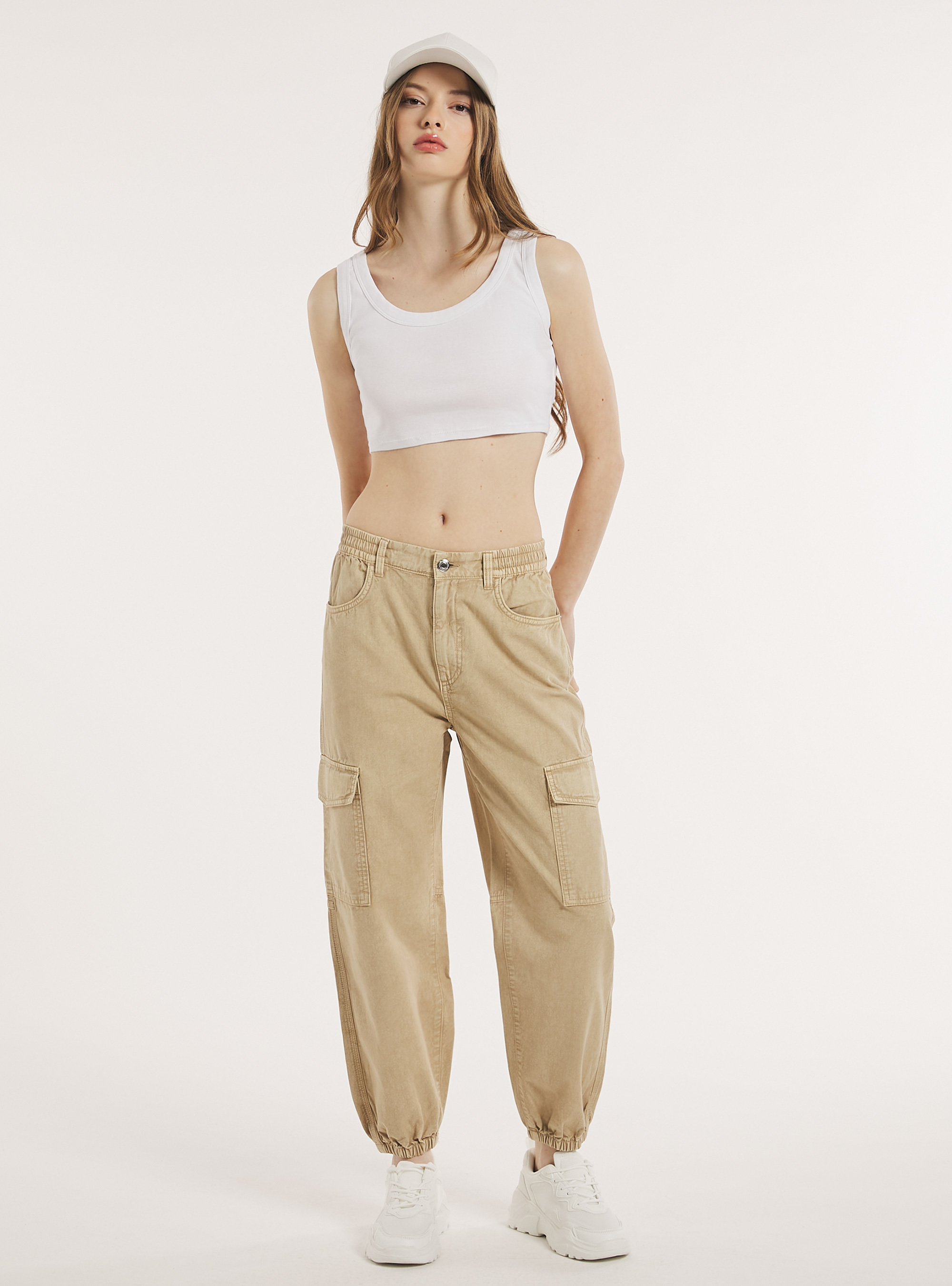 Pantalon cargo jogger, BG2 BEIGE MEDIUM