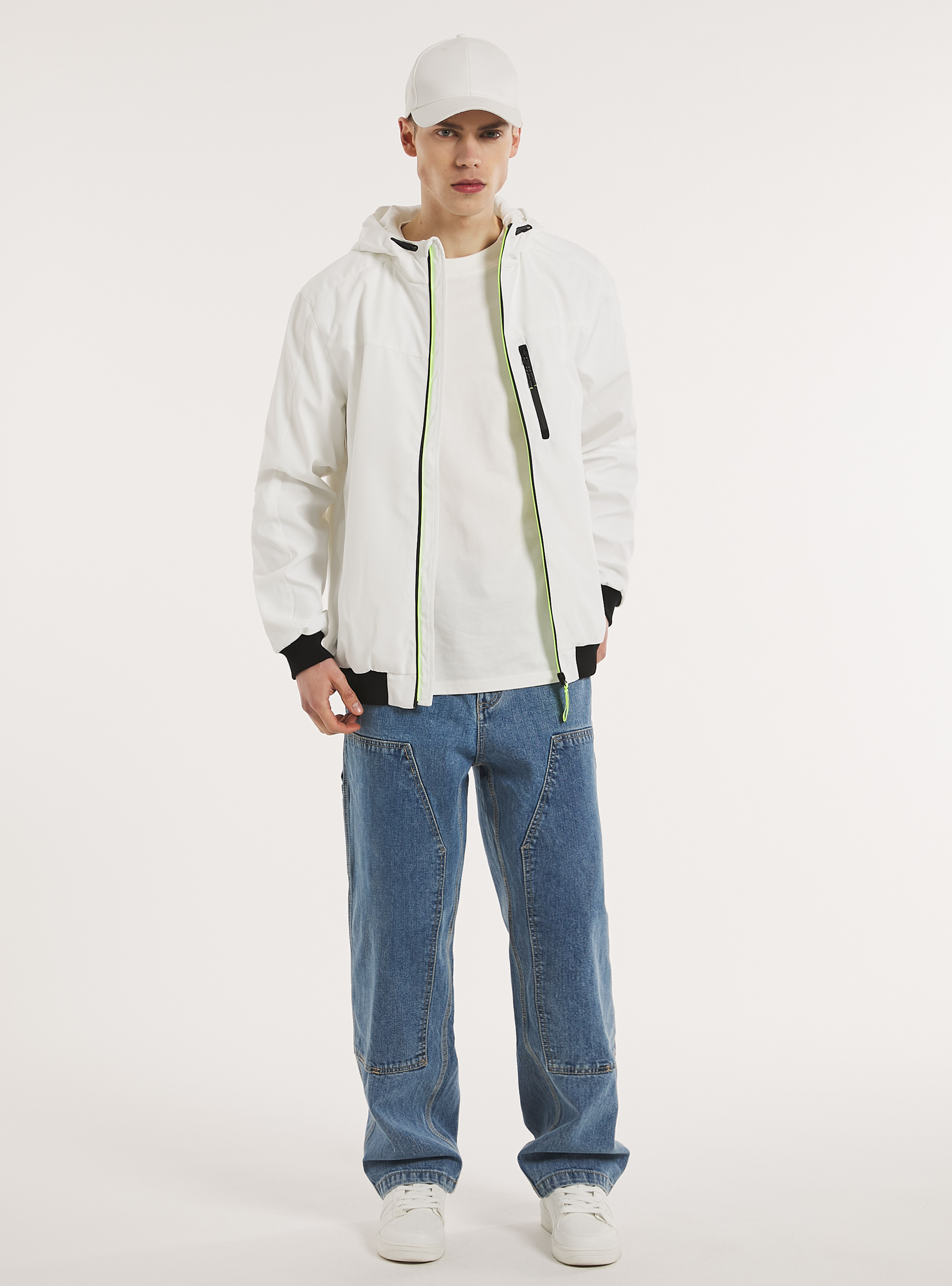 Blouson bombardier à capuche coupe-vent, WH1 OFF WHITE