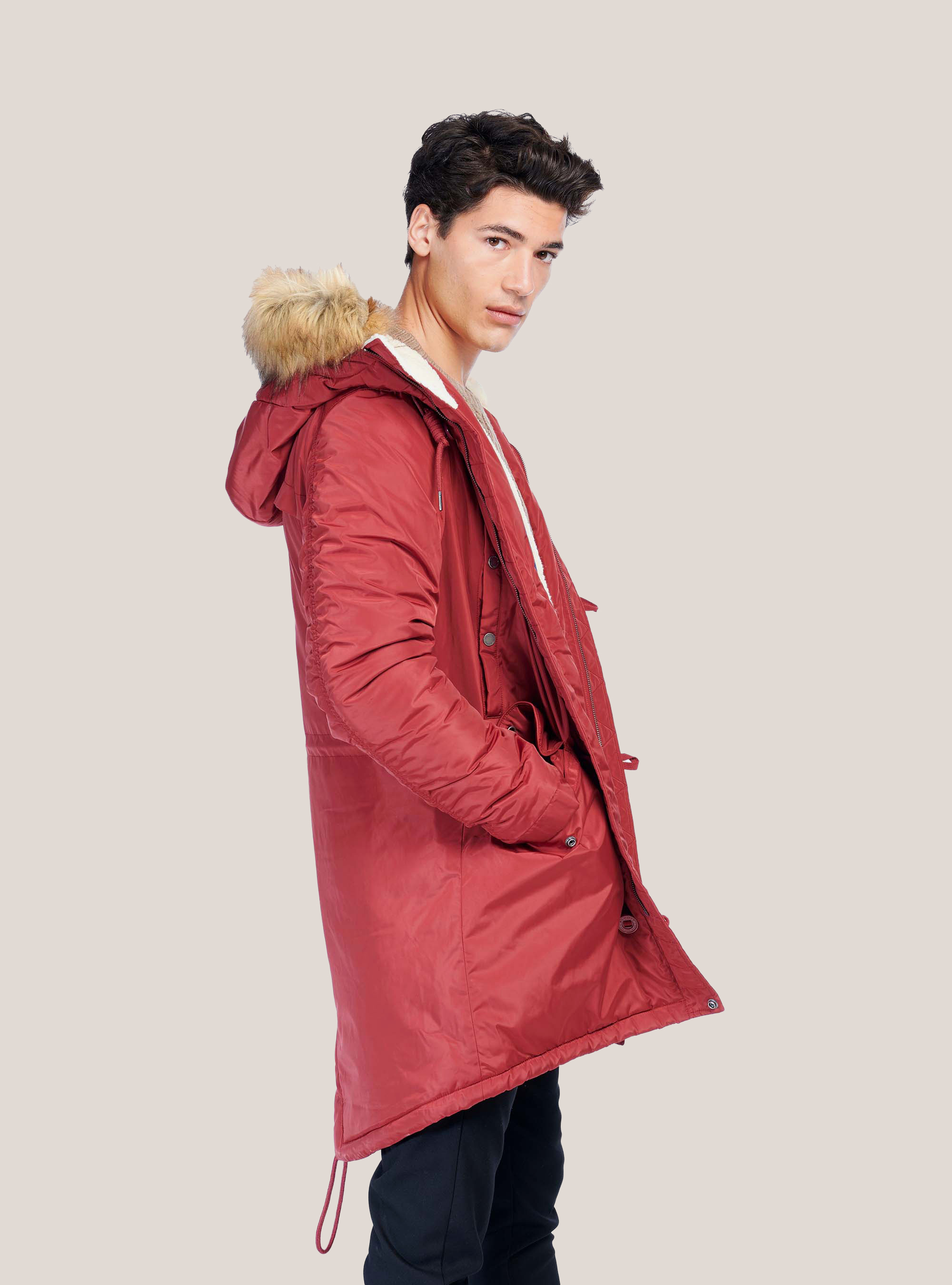 PARKA WITH ZIP ON SLEVEE, RED