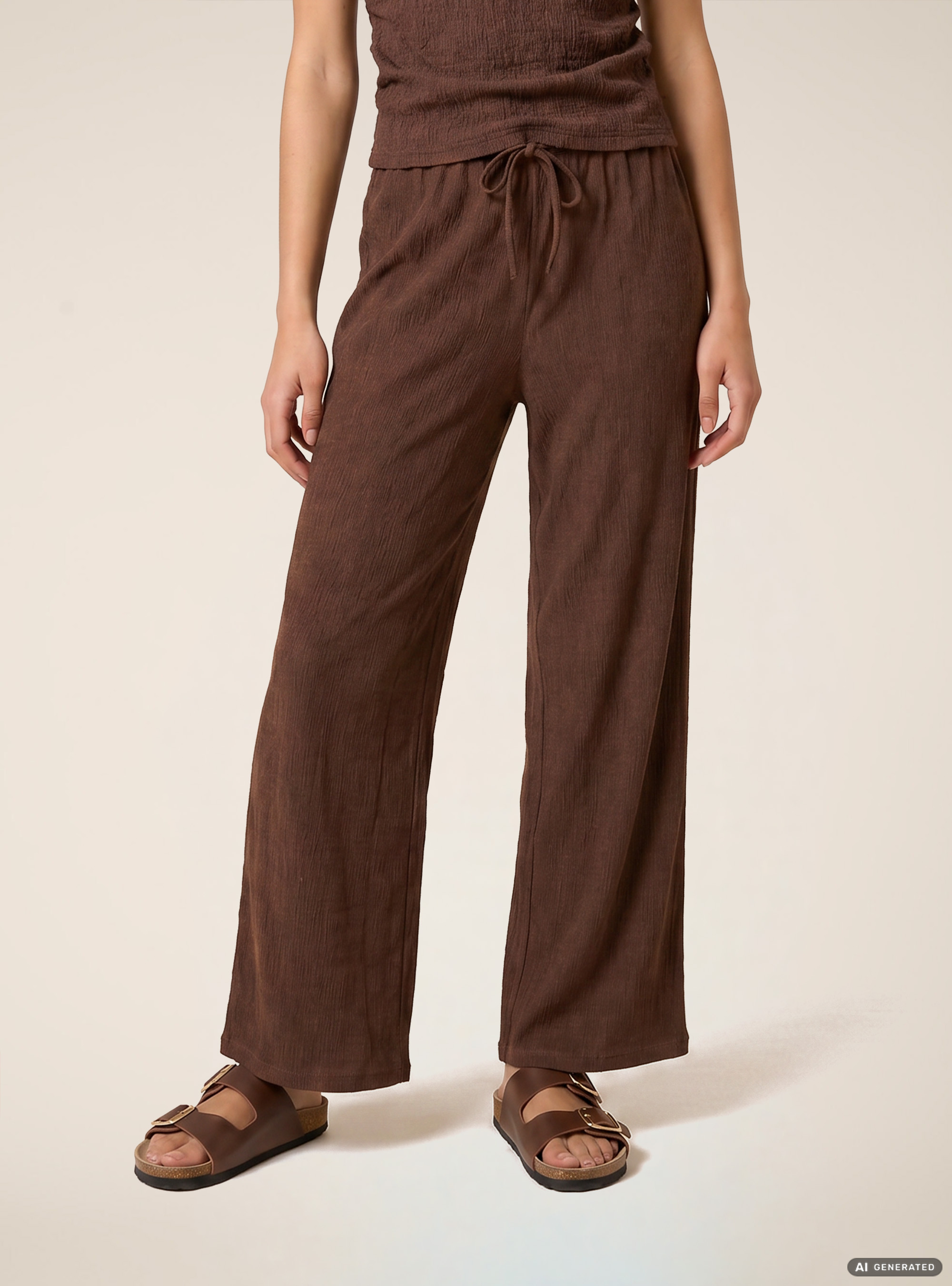 Pantaloni texturizzati, MARRONE SCURO