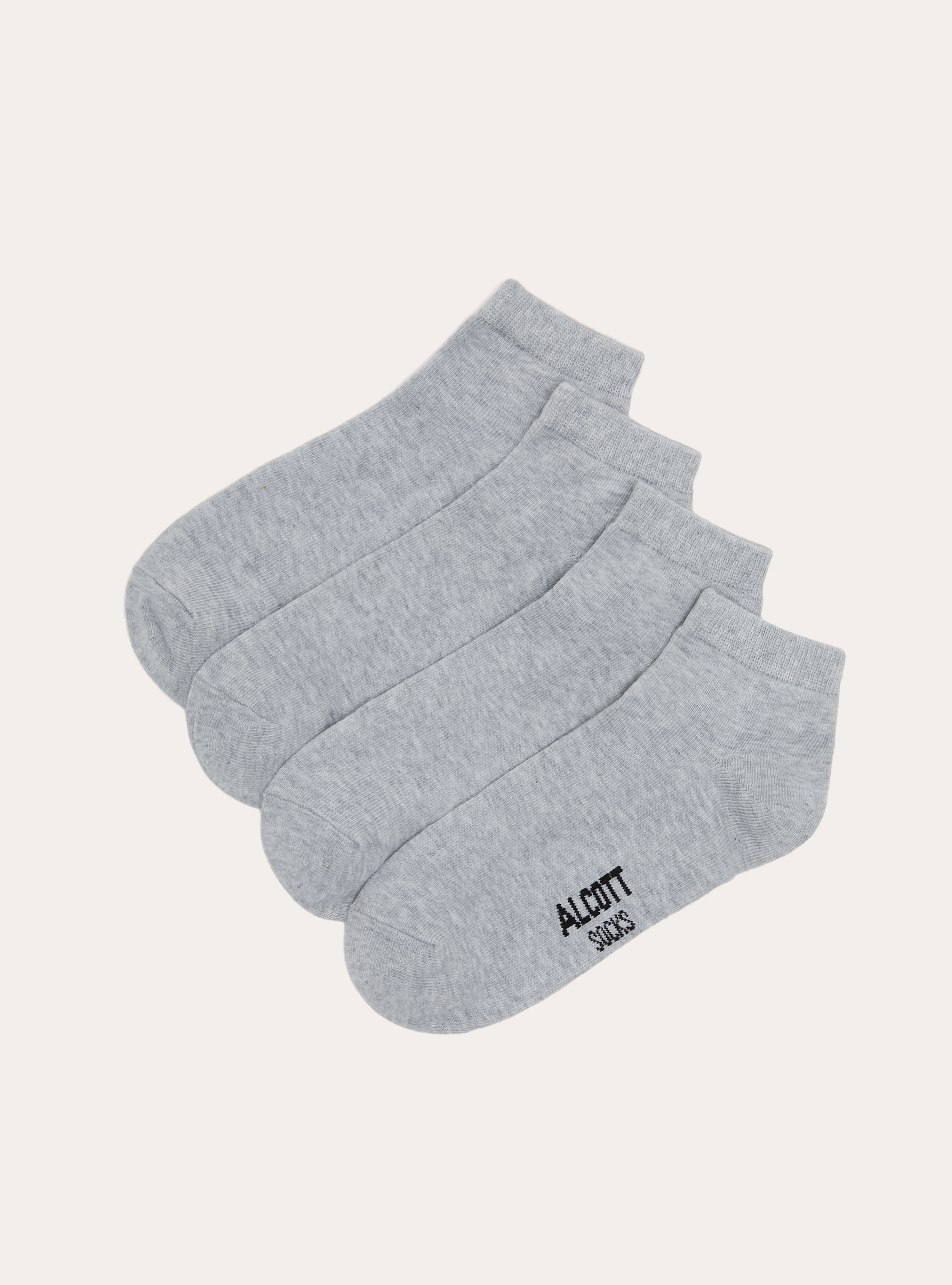 Set of 4 pairs of plain basic socks, MGY3 GREY MEL LIGHT