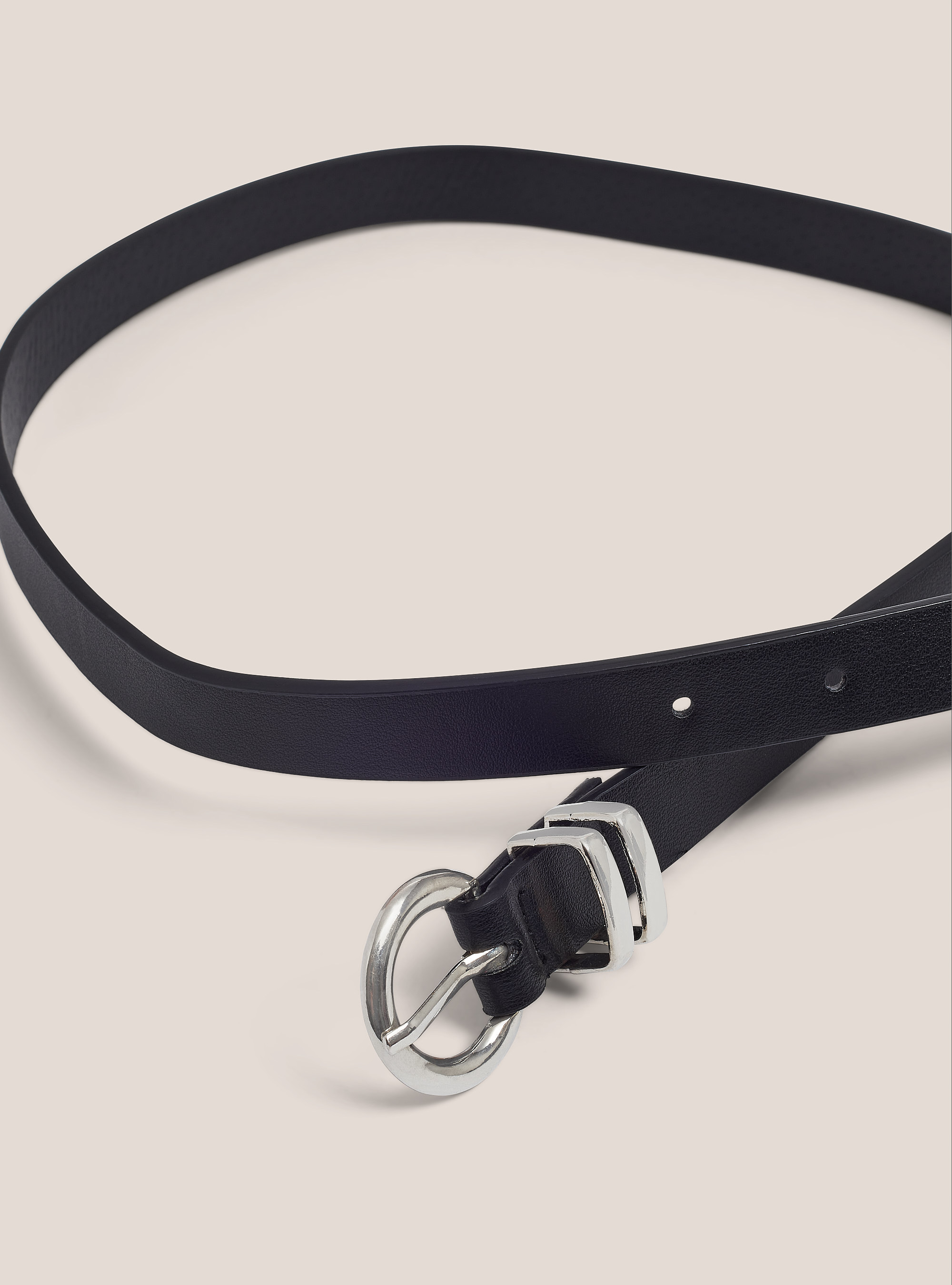 Cintura in ecopelle sottile, NERO