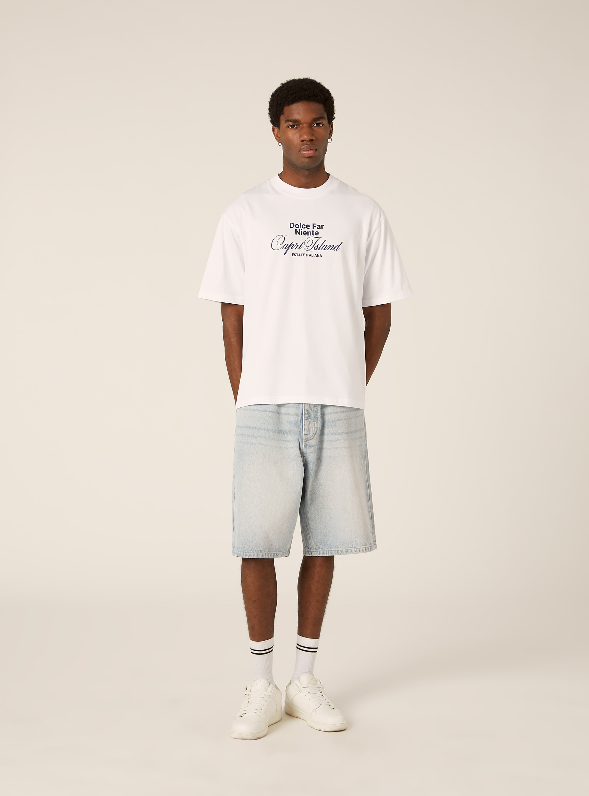 T-shirt  stampa capri, WH3 WHITE