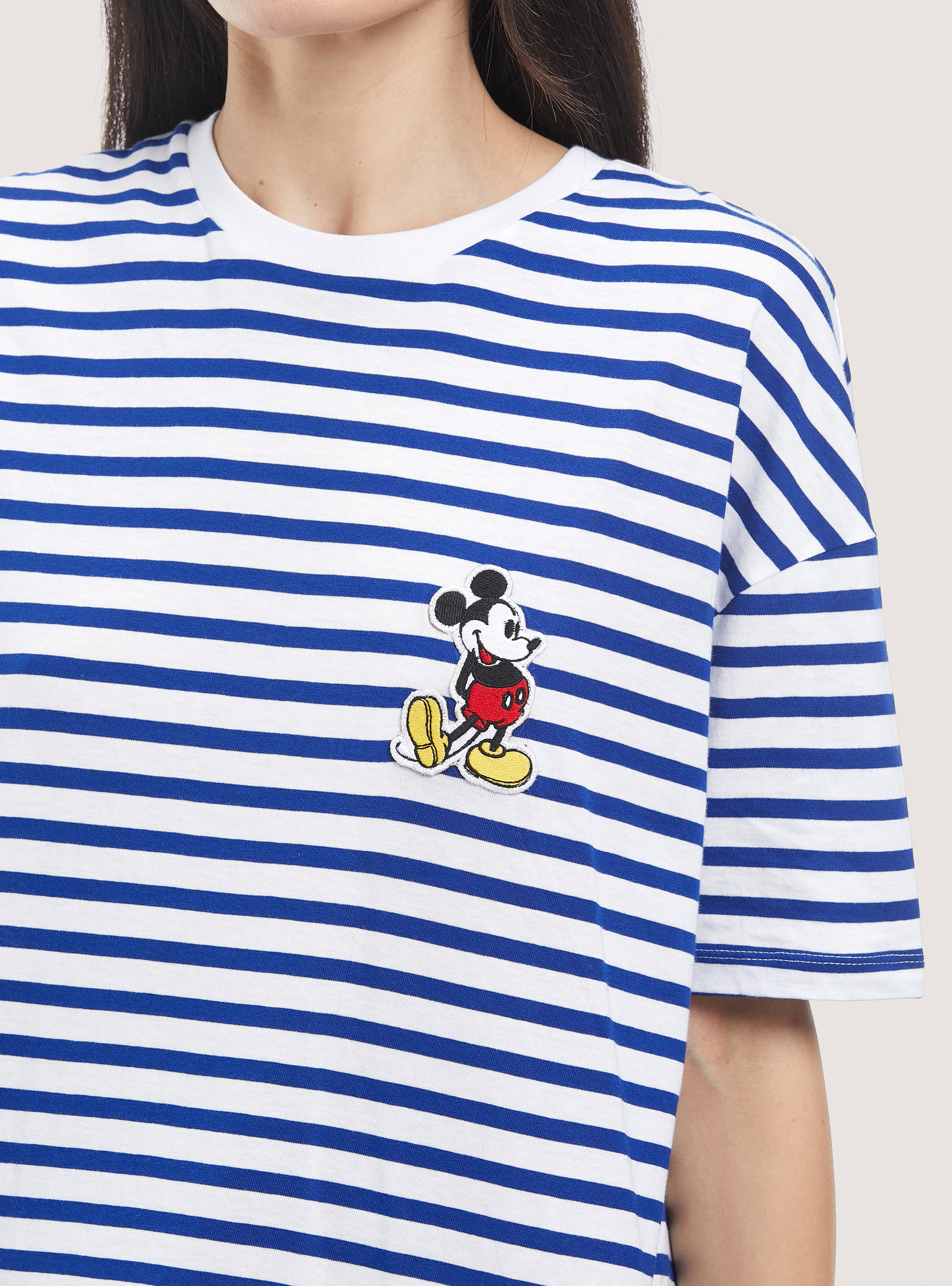 Striped T-shirt with Disney x Alcott patch, C2227 ROYALE
