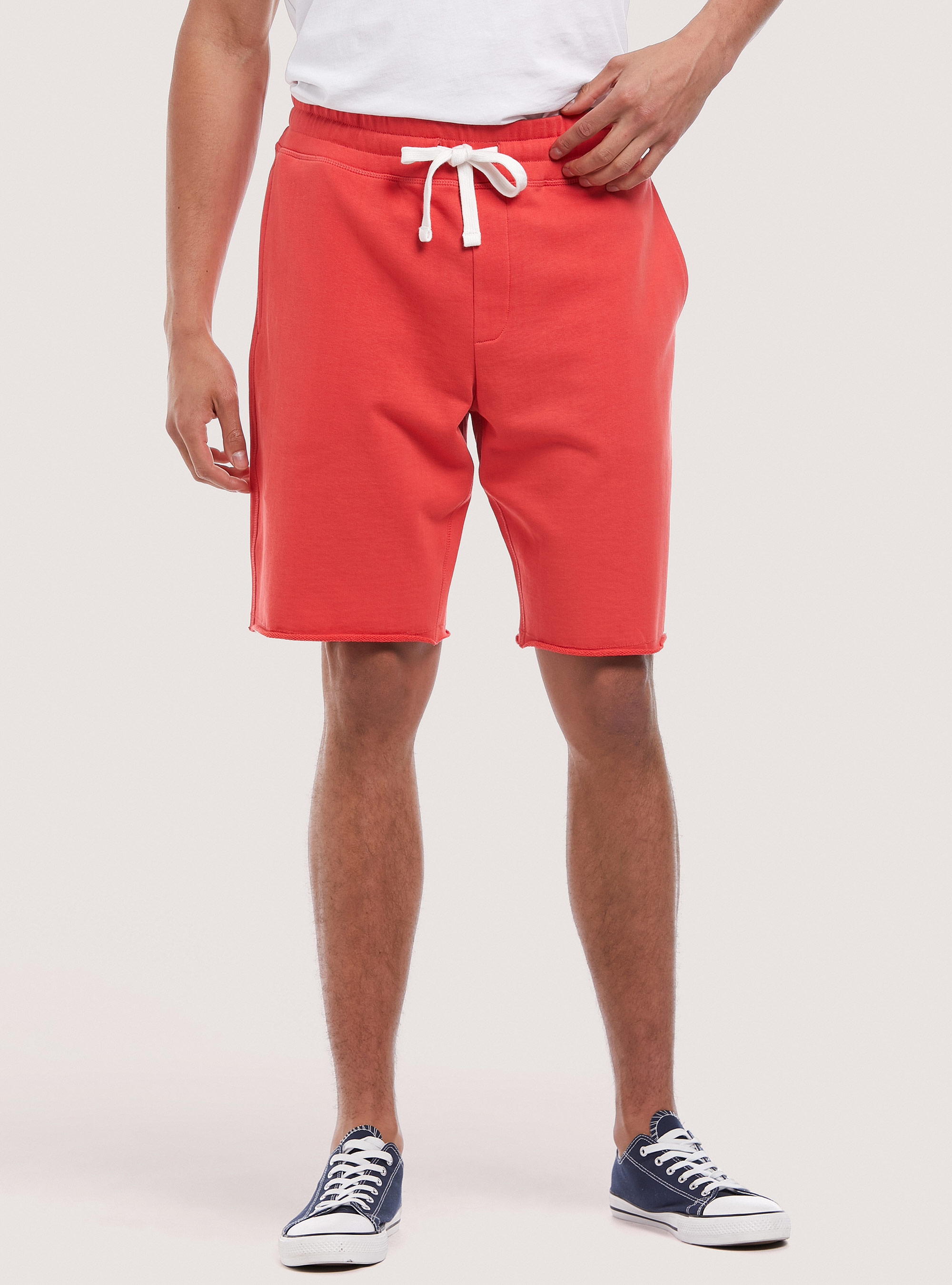 Basic cotton jogger bermuda shorts, C3444 CORAL