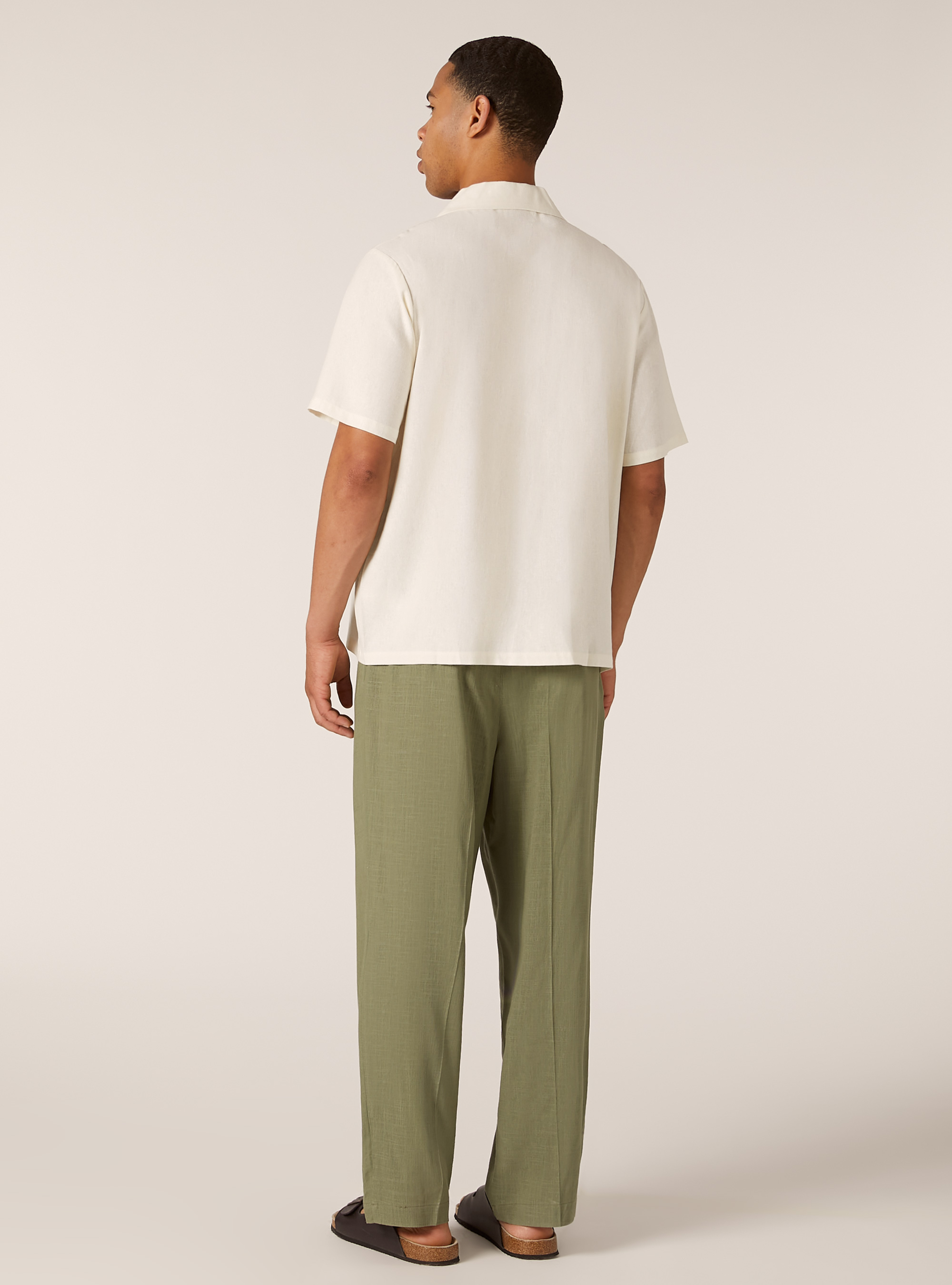 Linen blend shirt with breast pocket, WH2 WHITE