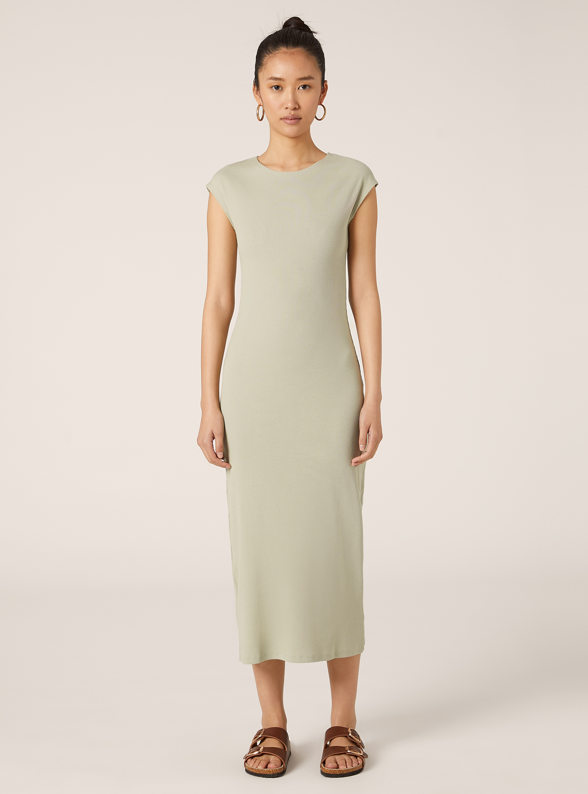 Fitted ribbed dress, SG3 SAGE LIGHT