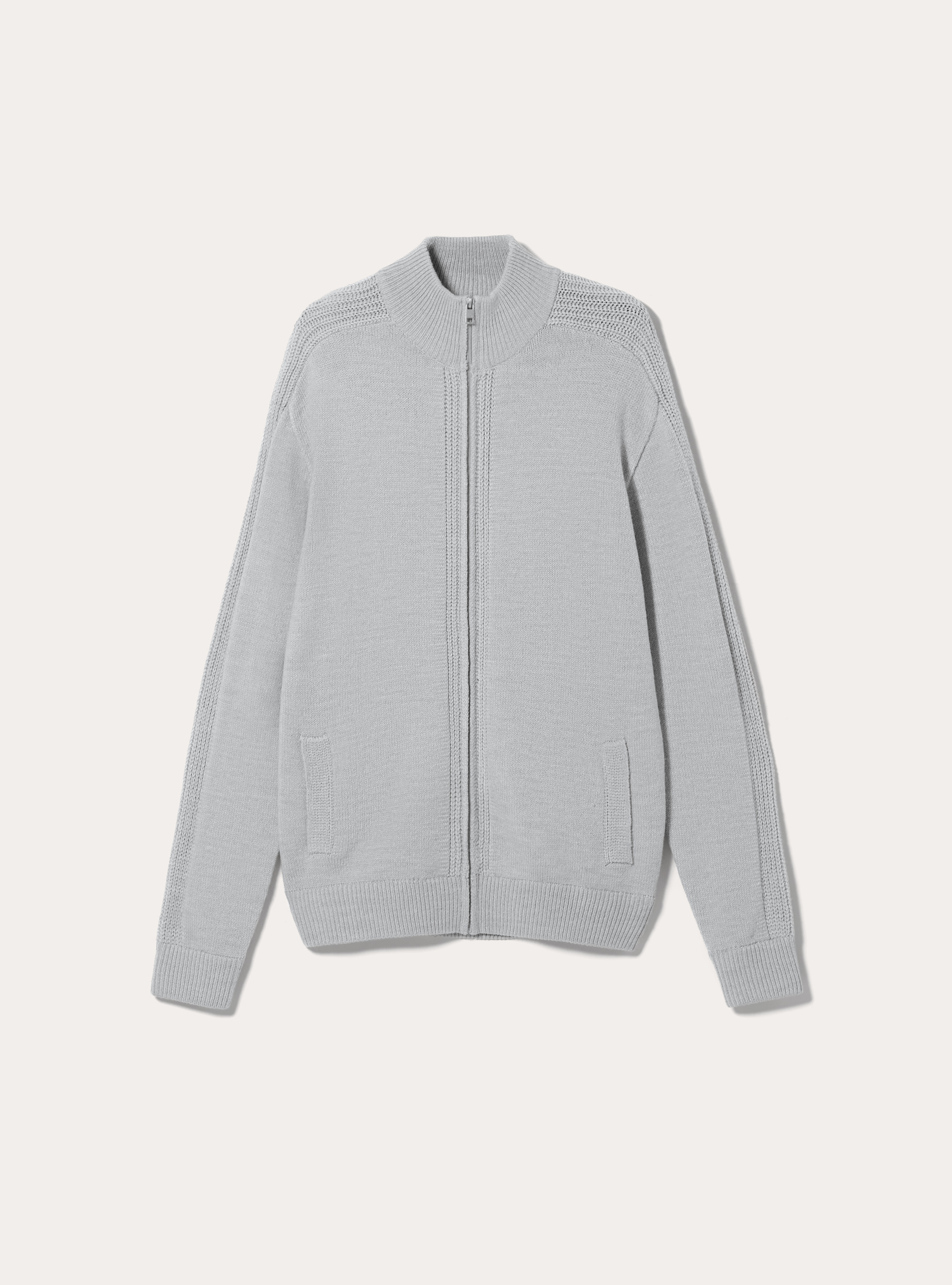 Cardigan con zip, MGY3 GREY MEL LIGHT