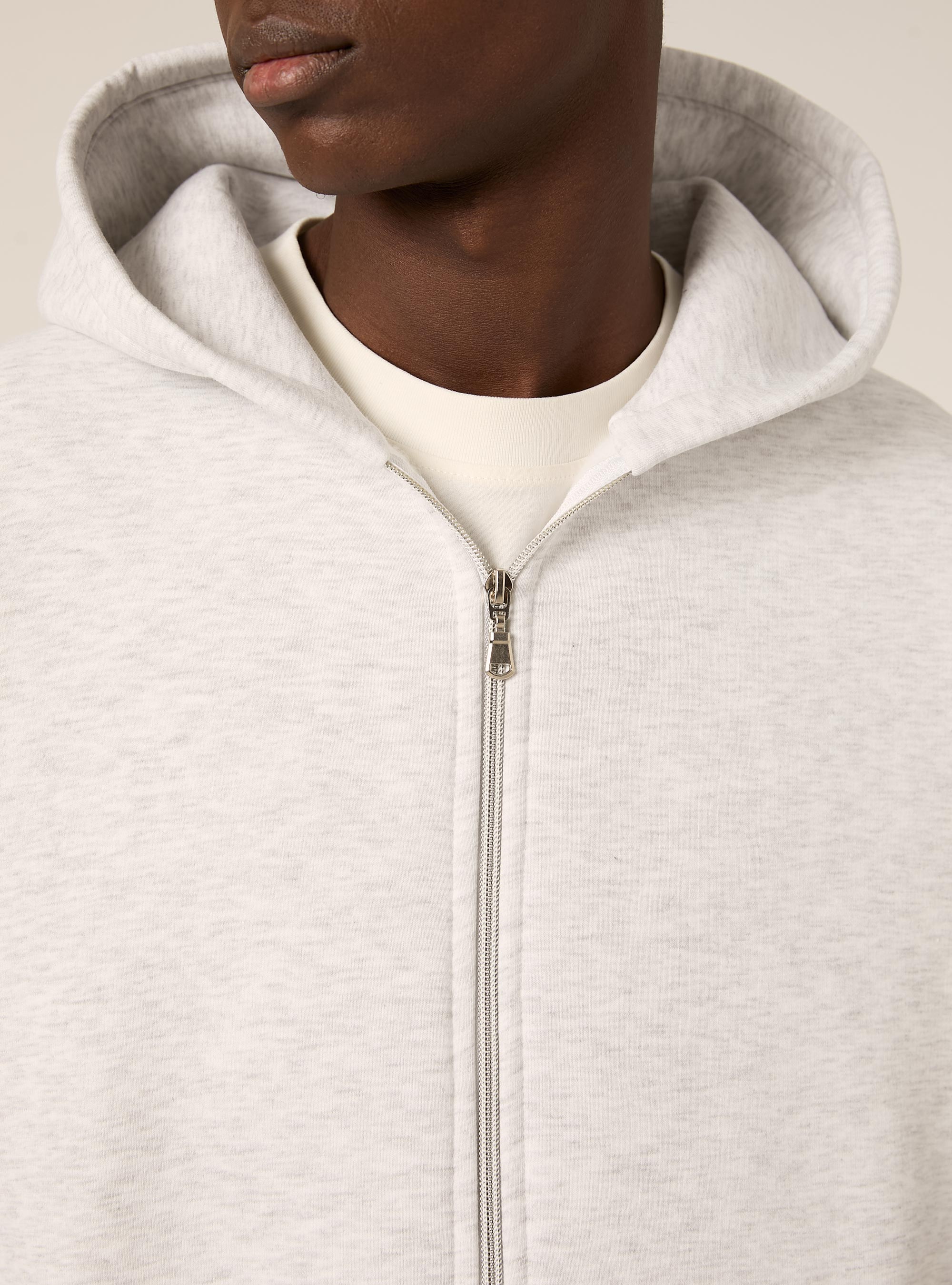Sweat à capuche zippé coupe boxy, MGY3 GREY MEL LIGHT