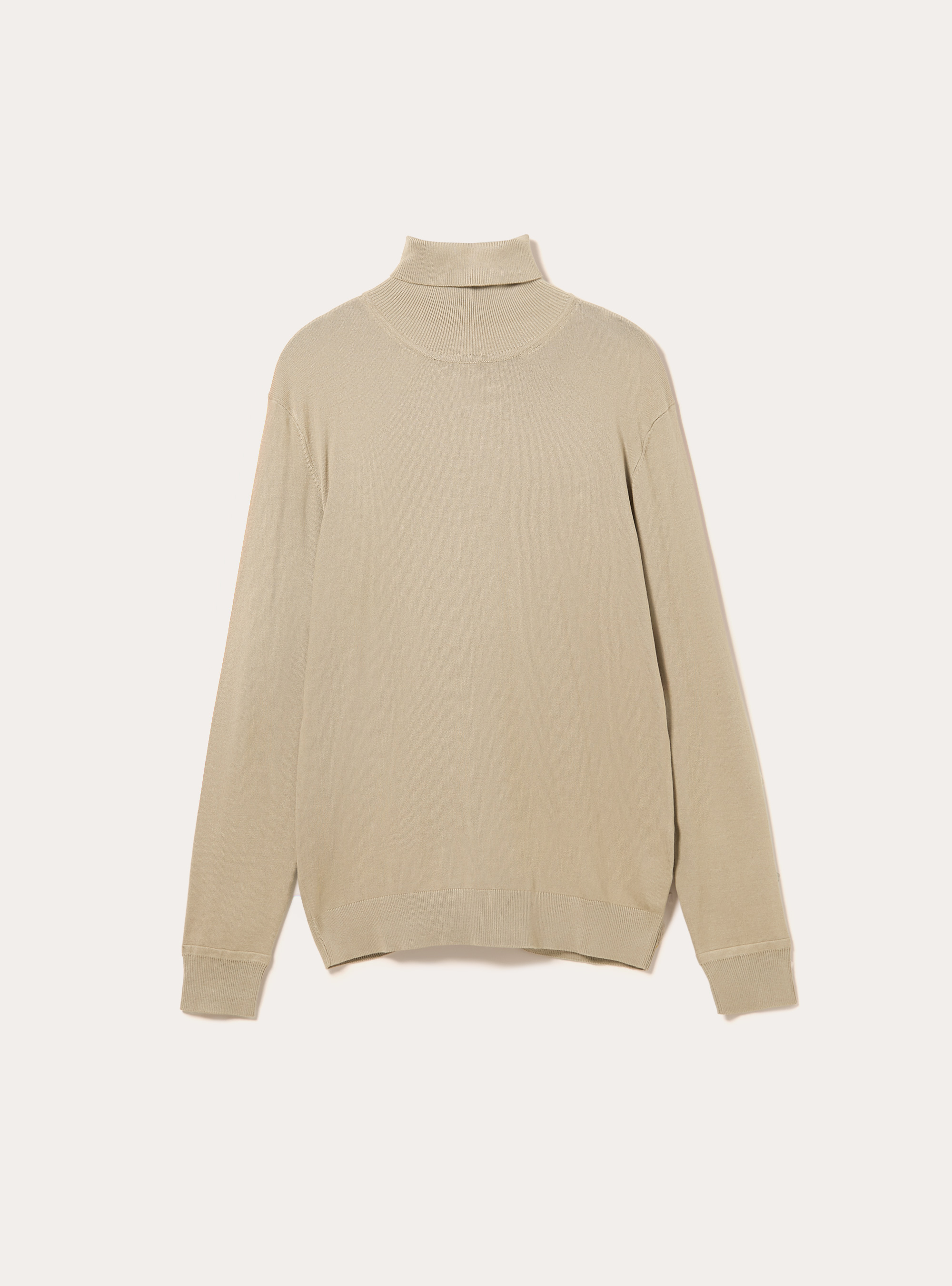 Jersey de cuello alto en viscosa suave, BG2 BEIGE MEDIUM