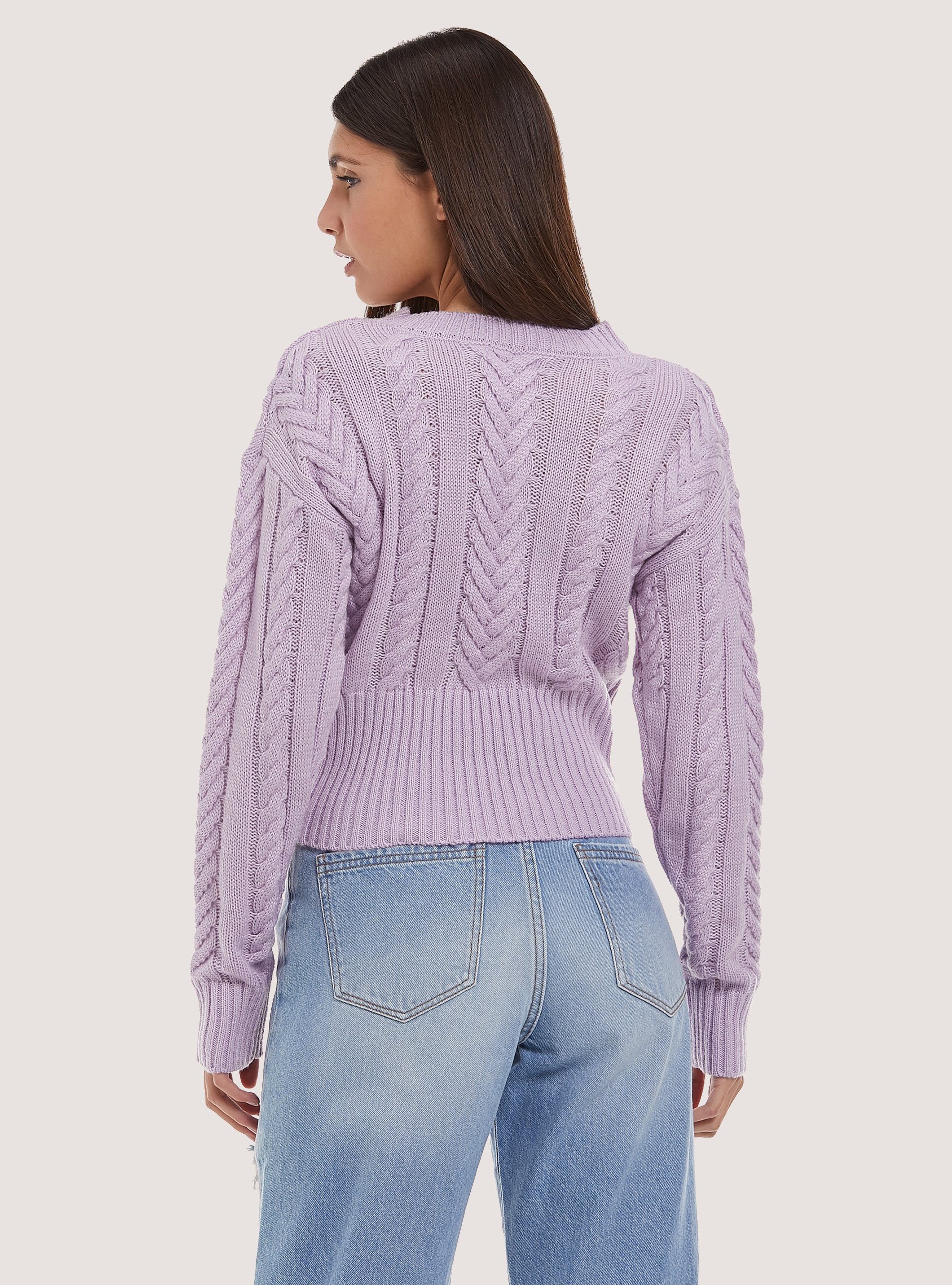 Pull-over court avec tresses, C3303 LILLAC
