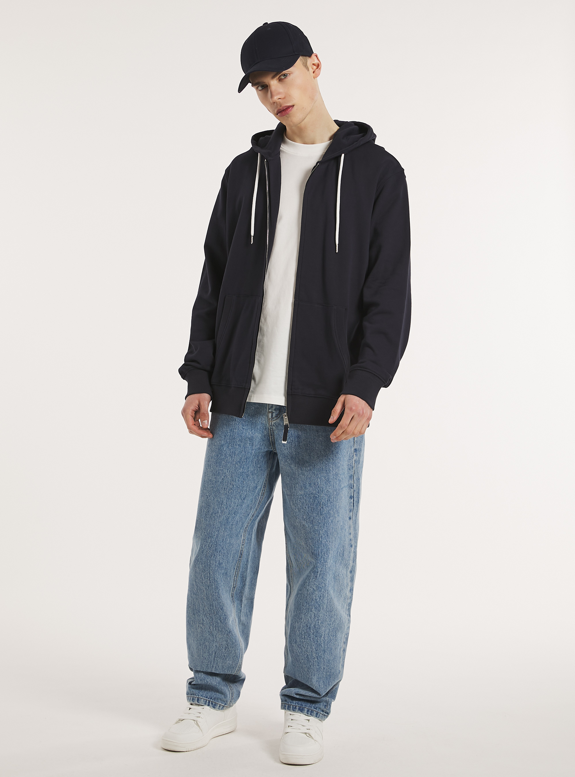 Cotton zip hoodie, NA1 NAVY DARK