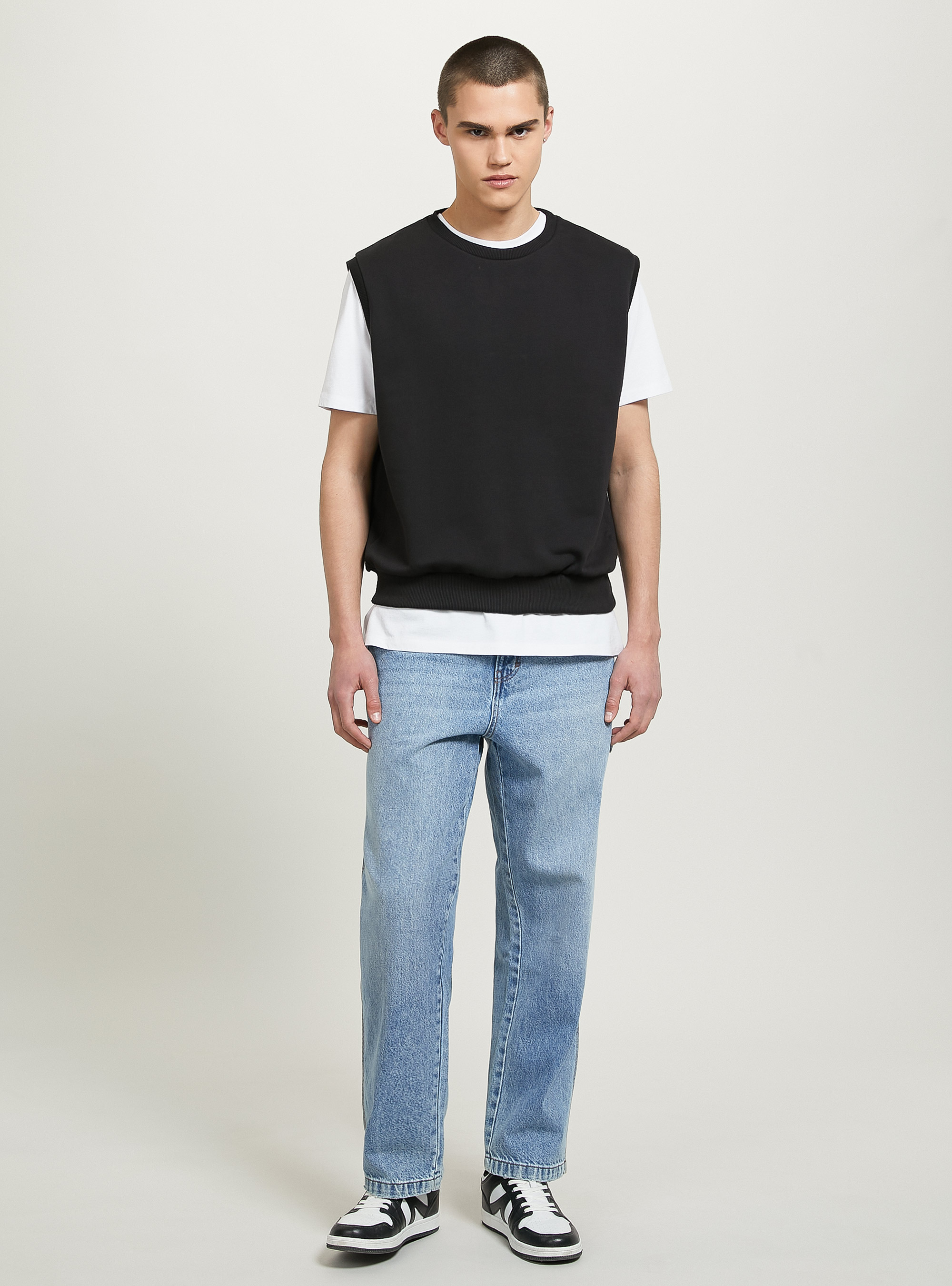 Felpa gilet boxy fit, BK1 BLACK