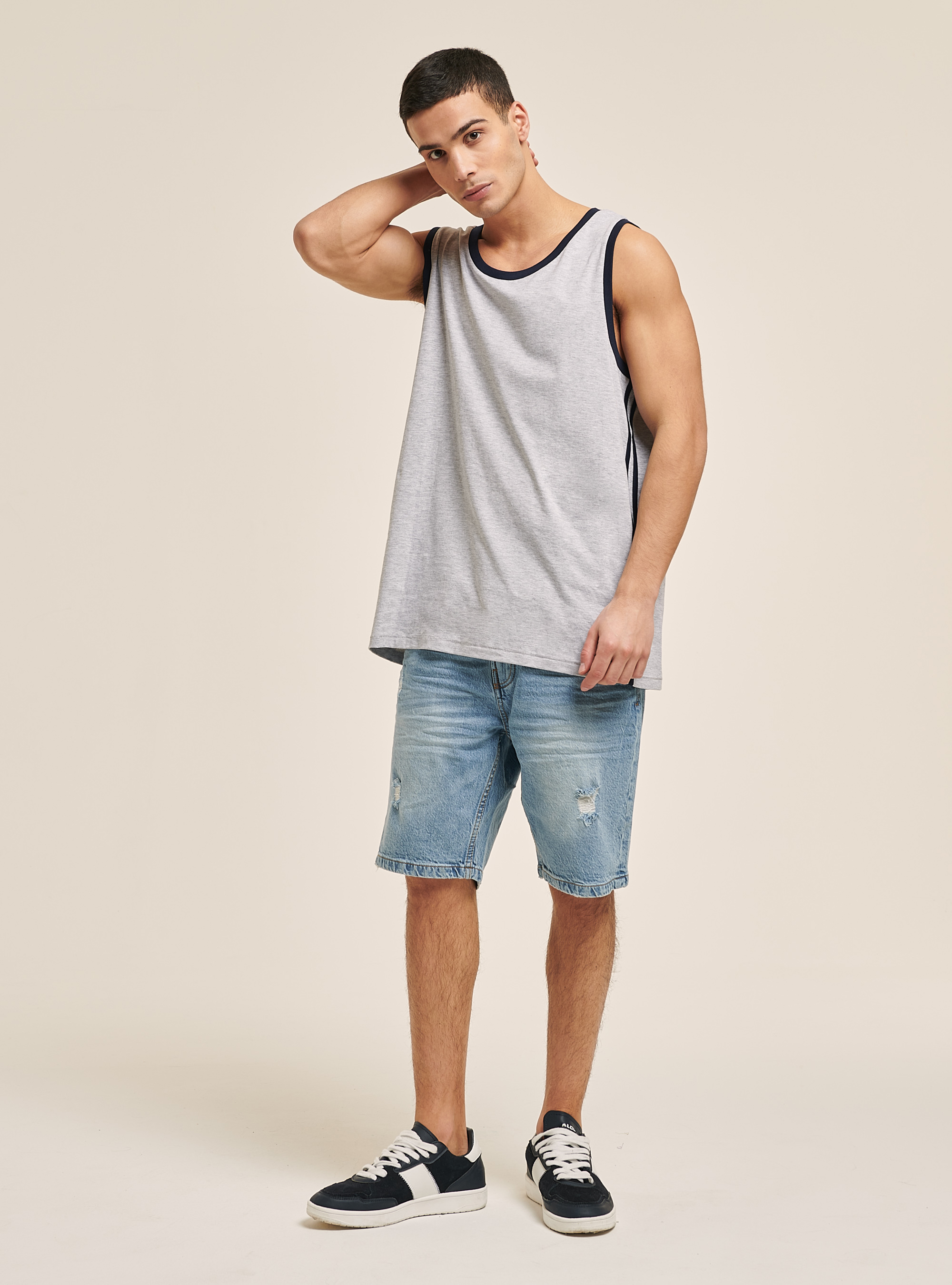 Camiseta b&aacute;sica de algod&oacute;n, GRIS CLARO MELANGE