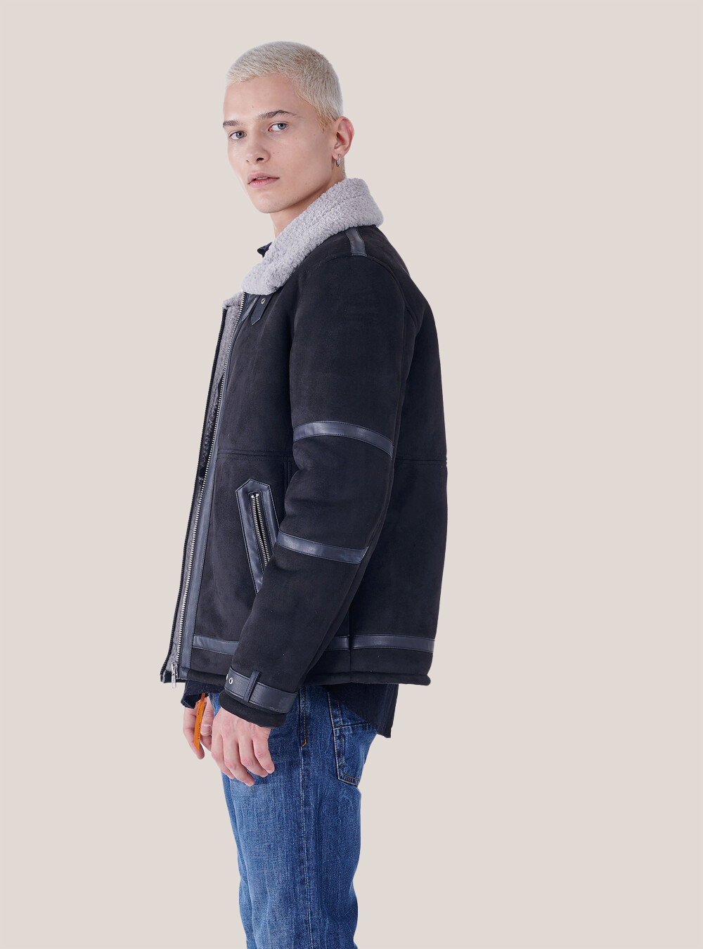 Sheepskin-effect jacket, C101 BLACK