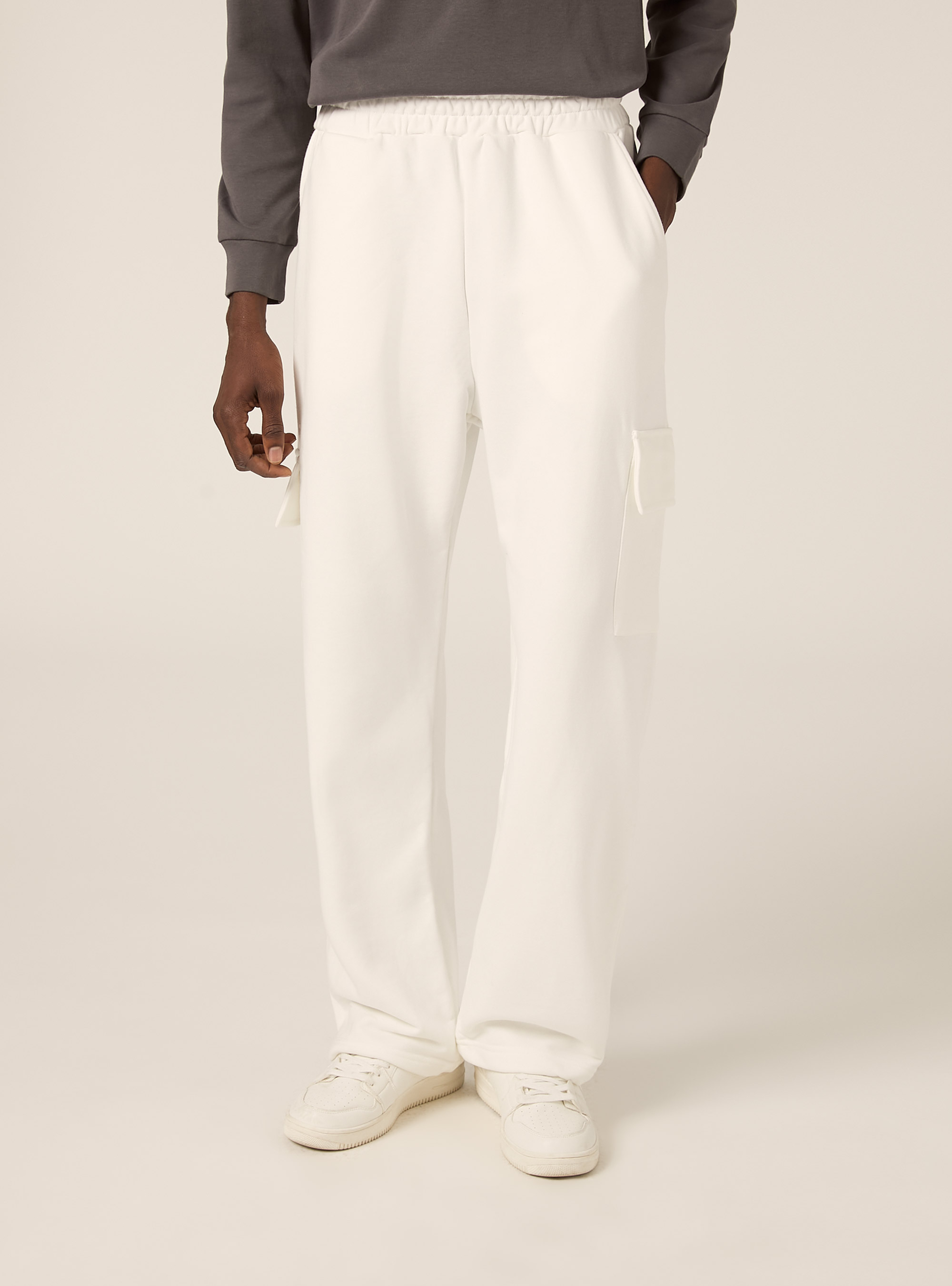 Pantalones jogger holgados con bolsillos grandes, WH2 WHITE