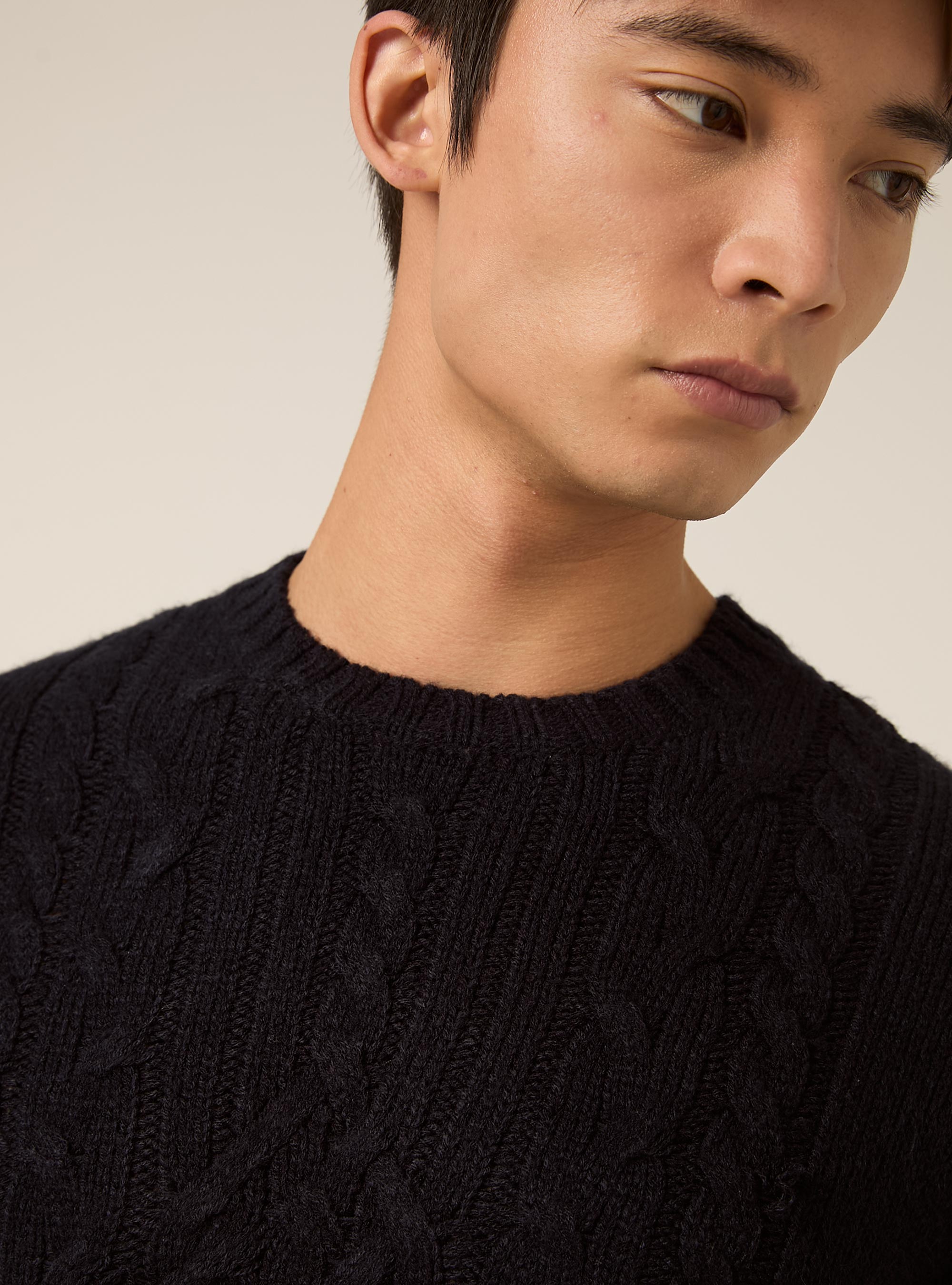 Crew neck jumper with cable knit, NA2 NAVY MEDIUM