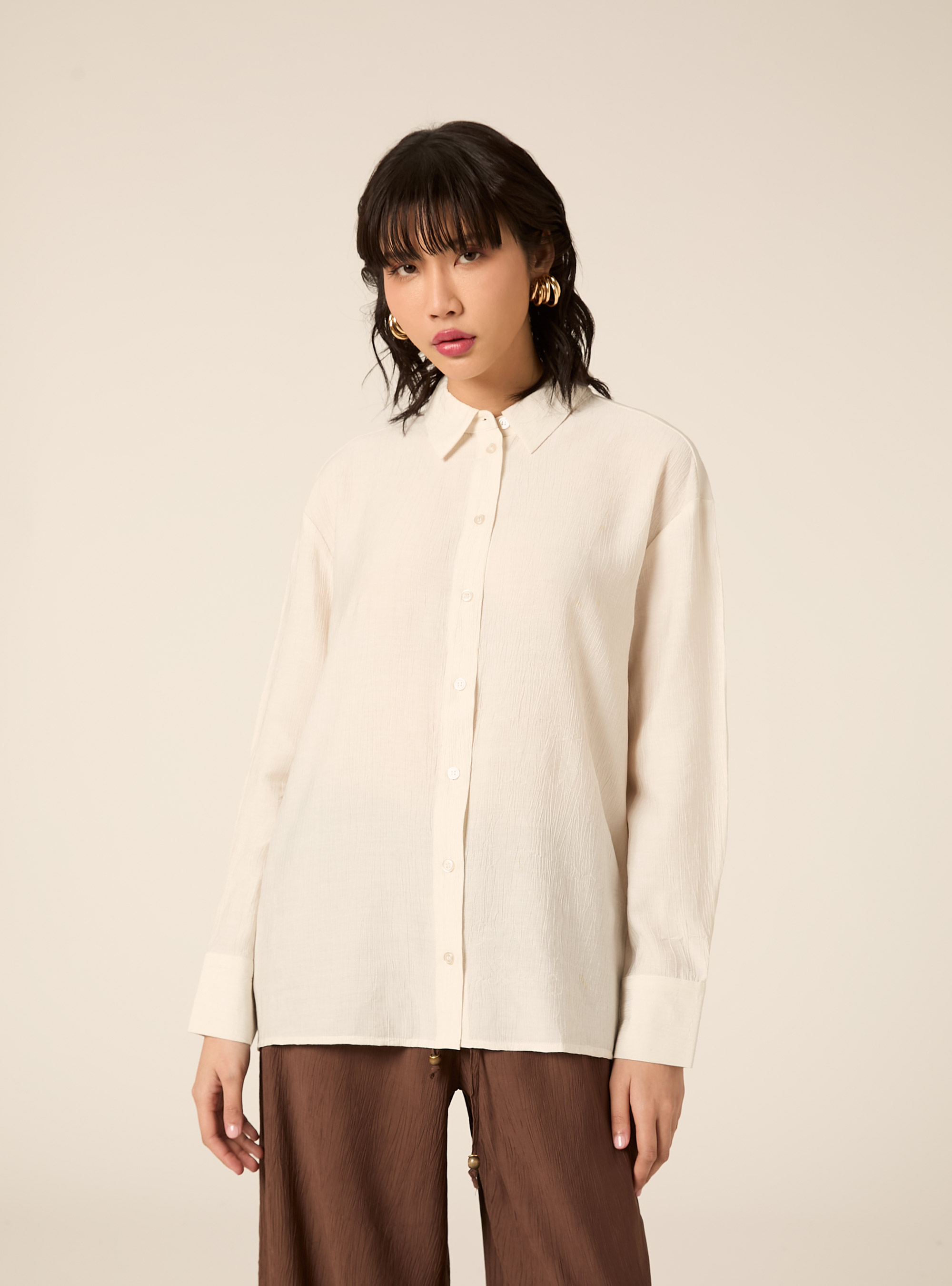 Camicia in crepe con lacci sul dietro, WH2 WHITE