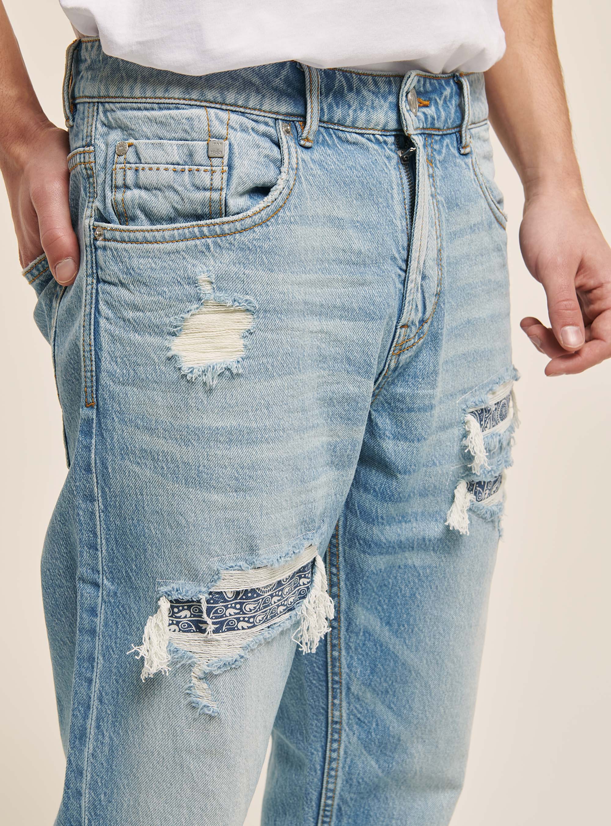 Vaqueros Slim Fit de algod&oacute;n, AZUL