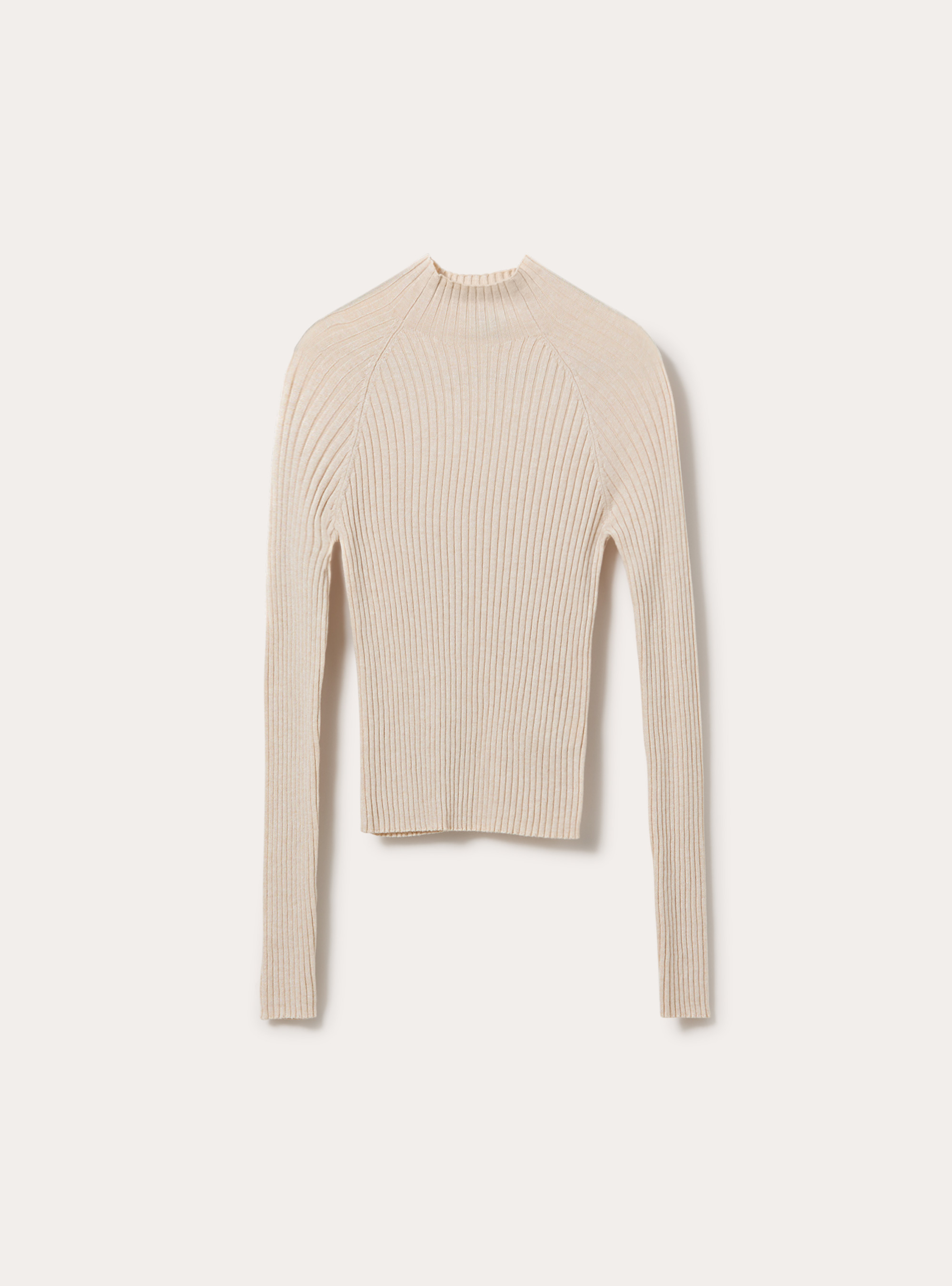 Maglia a coste mezzo collo, MCR2 CREAM MEL MED