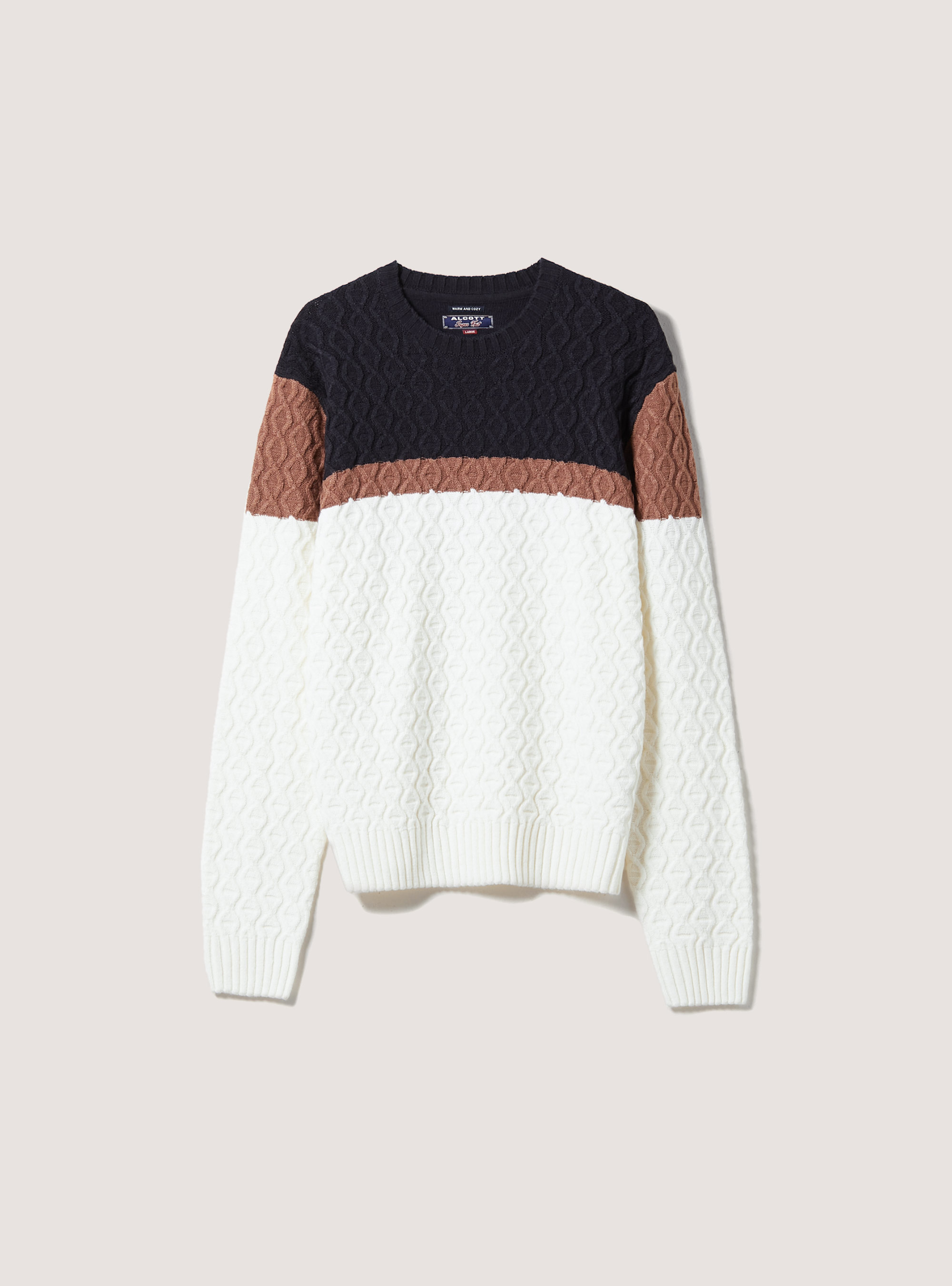Pullover color block con texture, WH2 WHITE