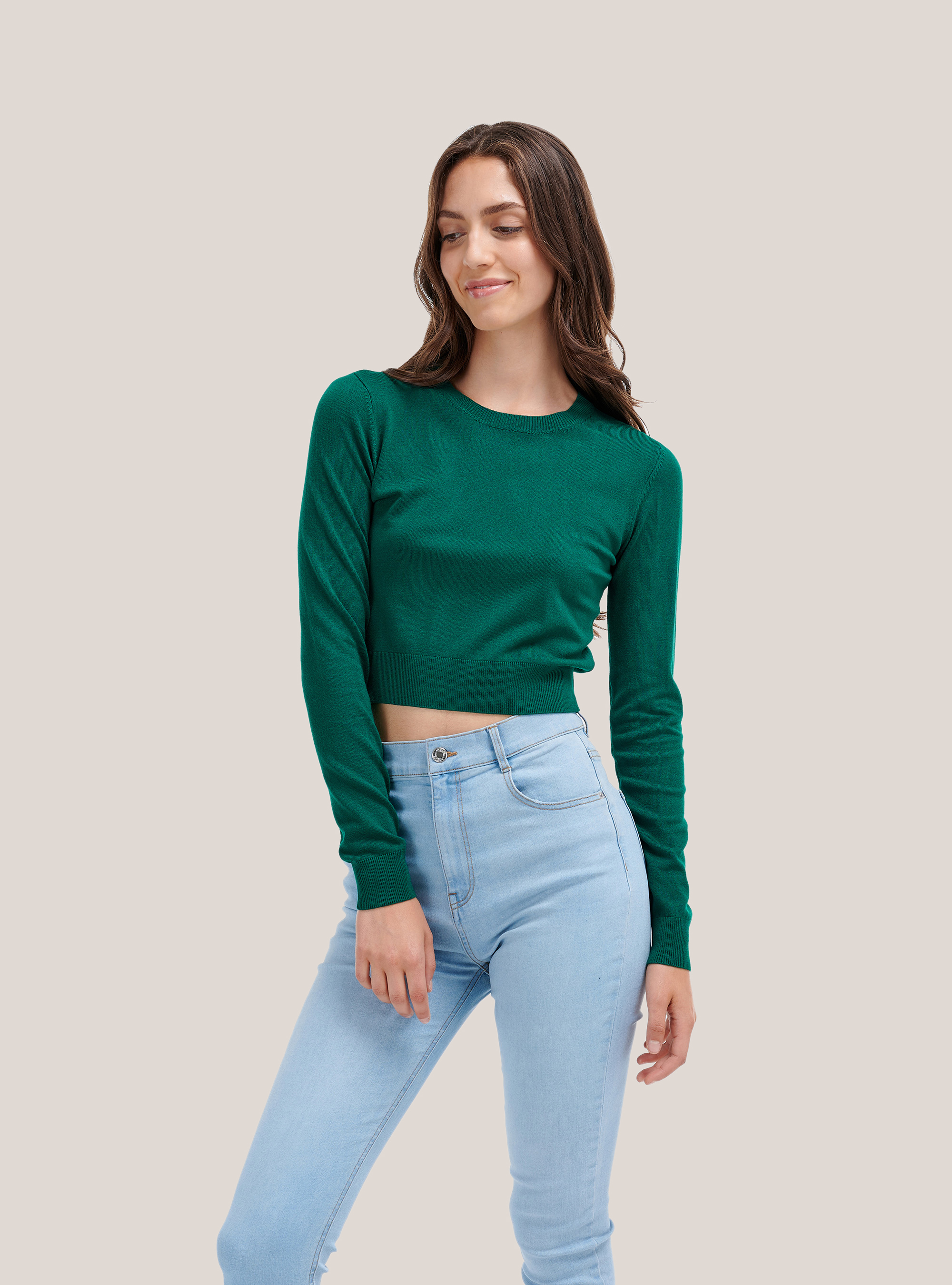 Pull court ras du cou, C6663 GREEN