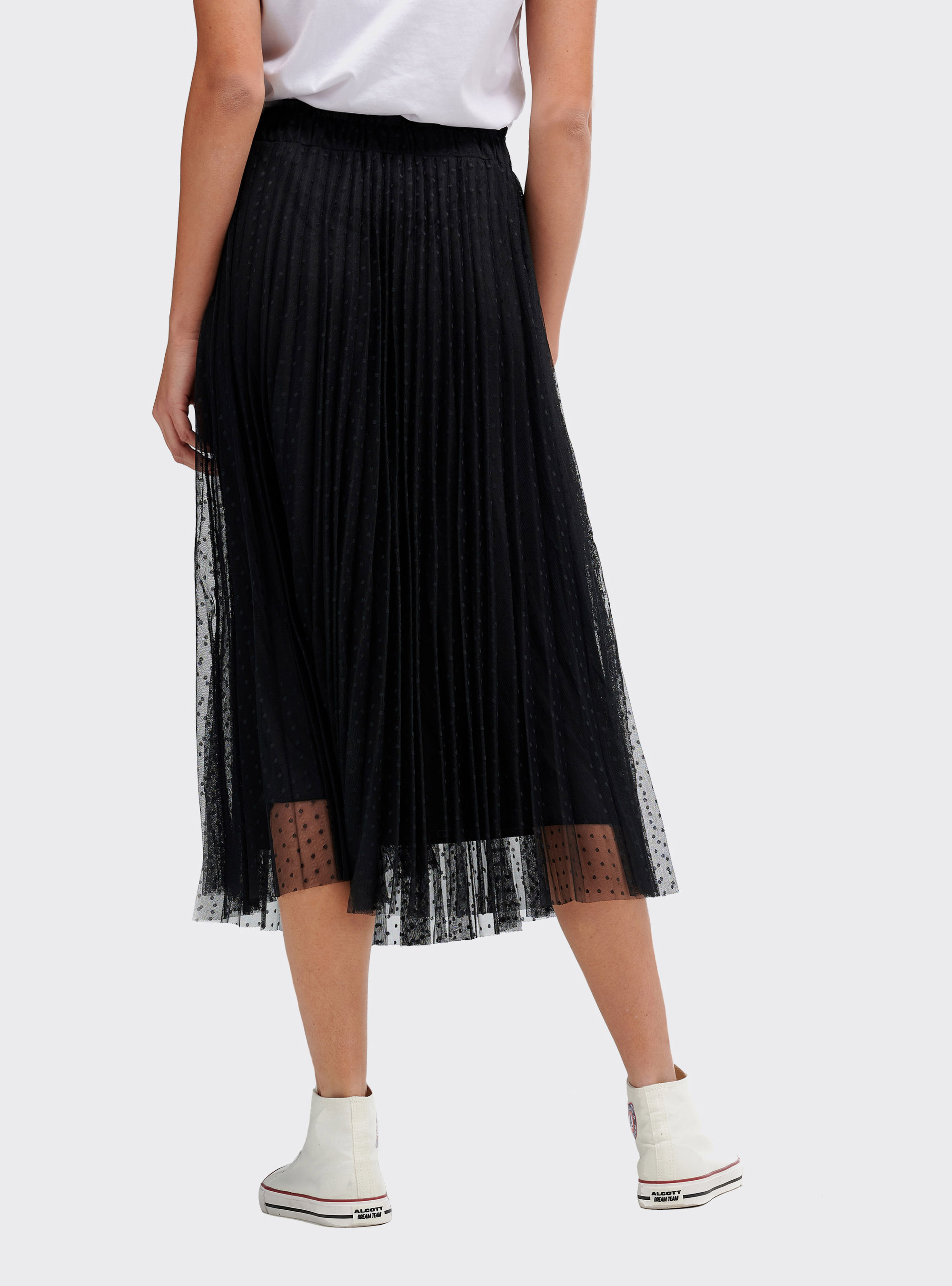 Long tulle skirt, BLACK