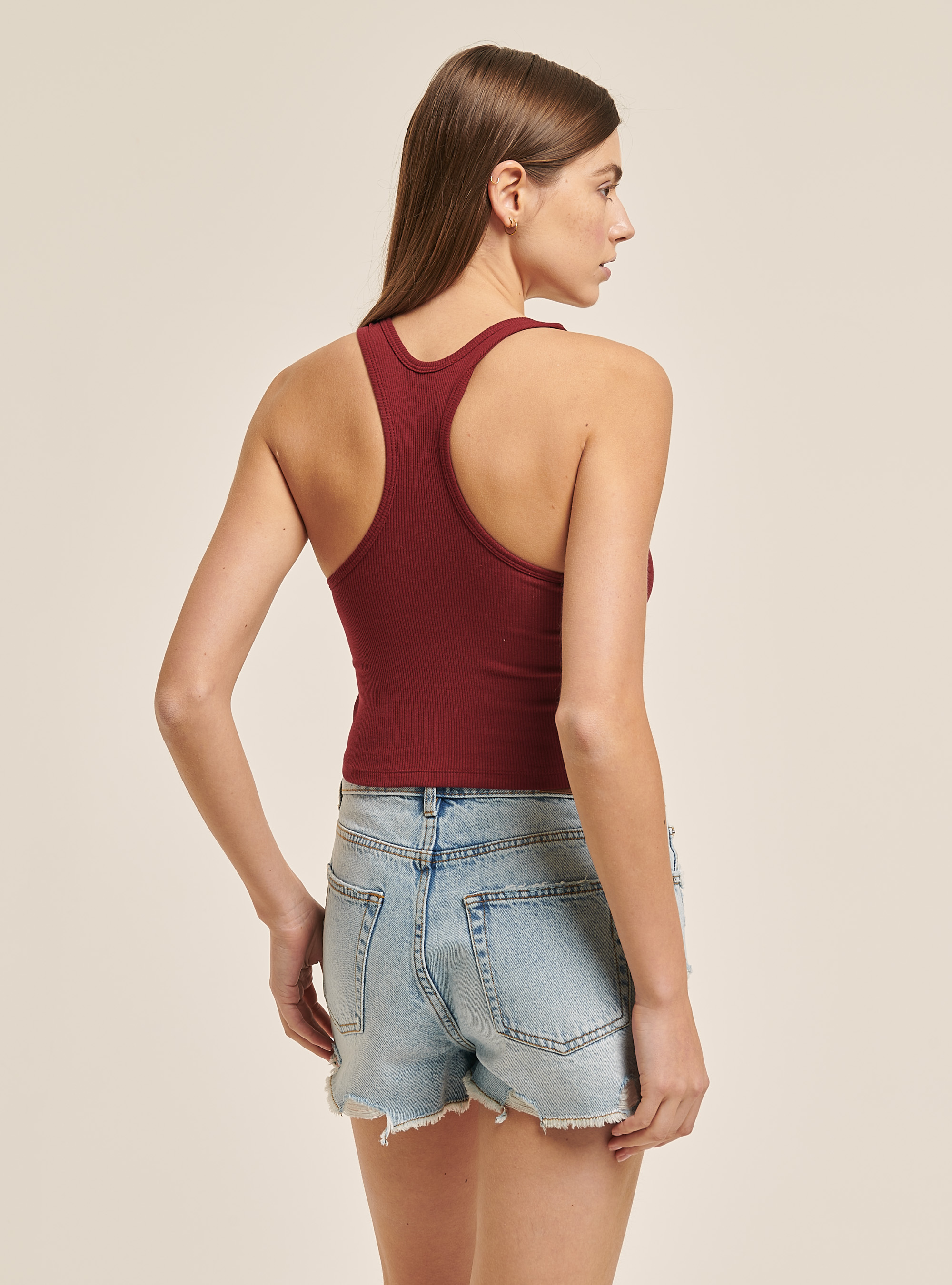 Schlichtes einfarbiges Top, C082 BORDEAUX