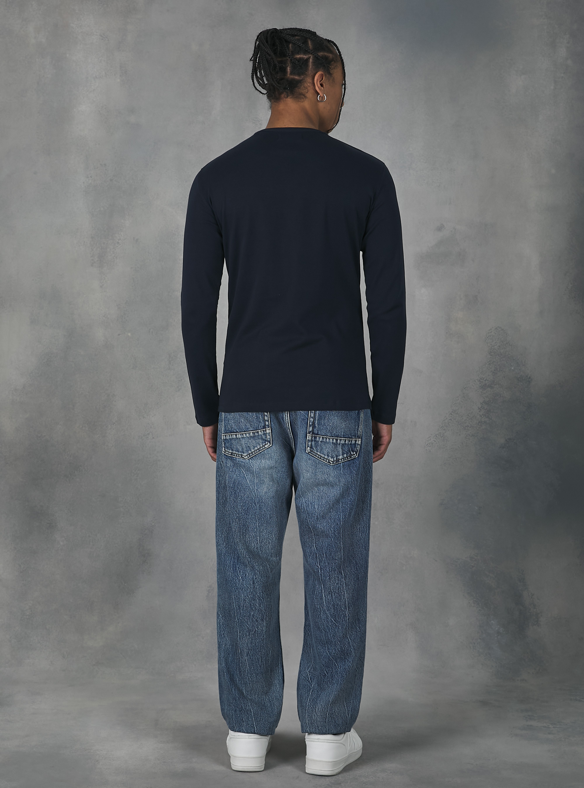 Long-sleeved cotton T-shirt, NA1 NAVY DARK