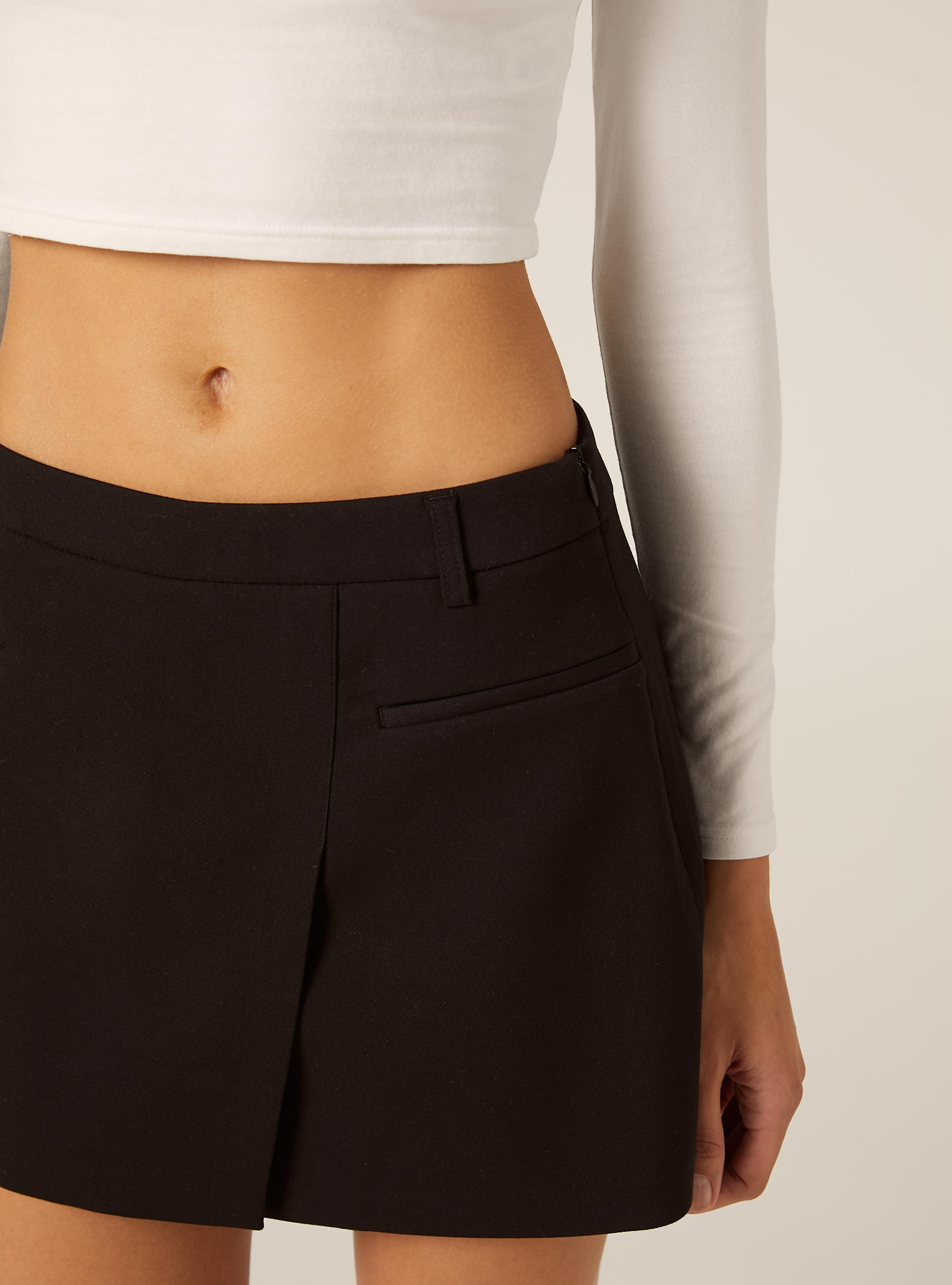 Falda pantalón cruzada lisa, BK1 BLACK