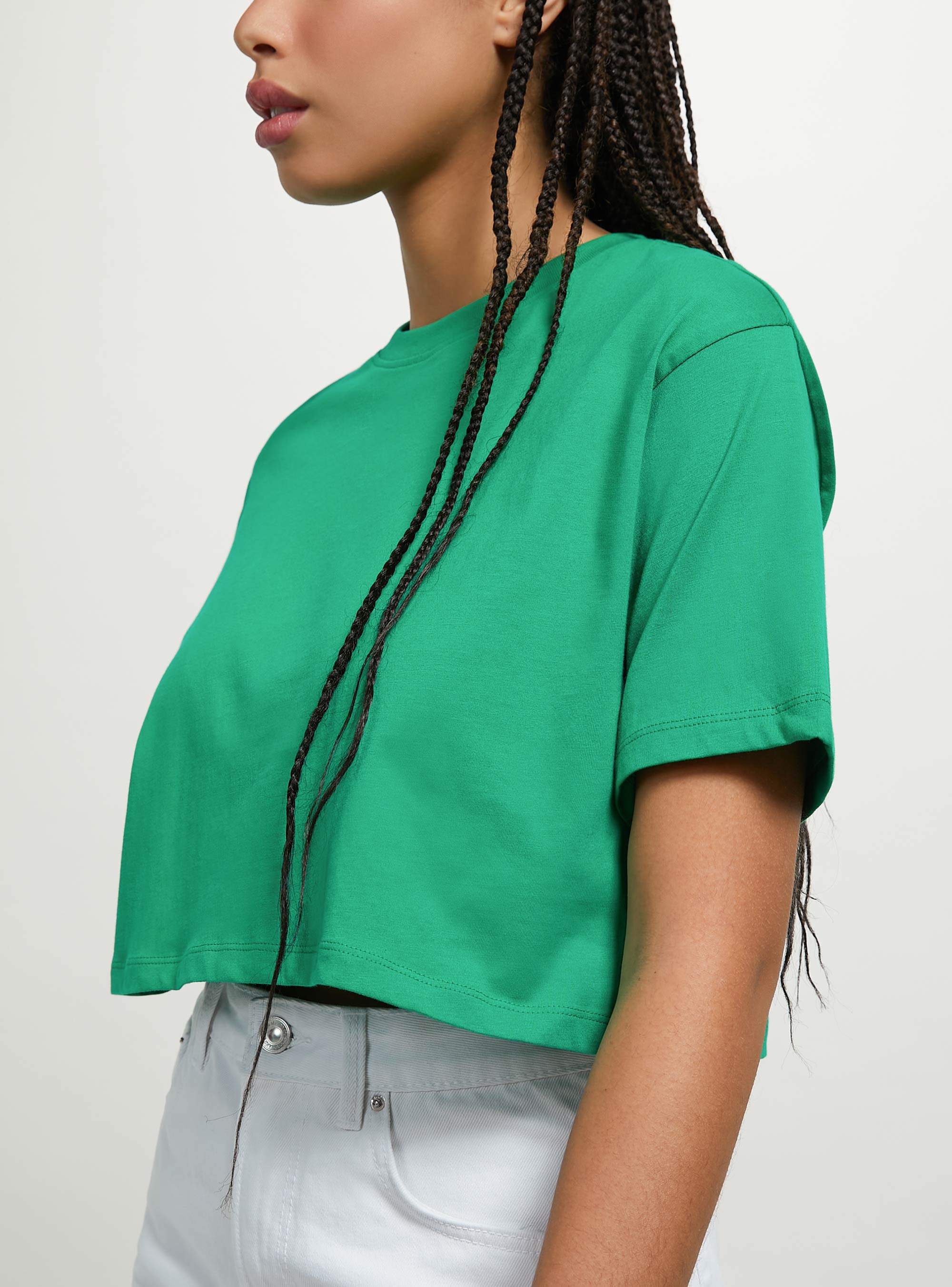 Maglietta cropped in cotone, GN2 GREEN MEDIUM