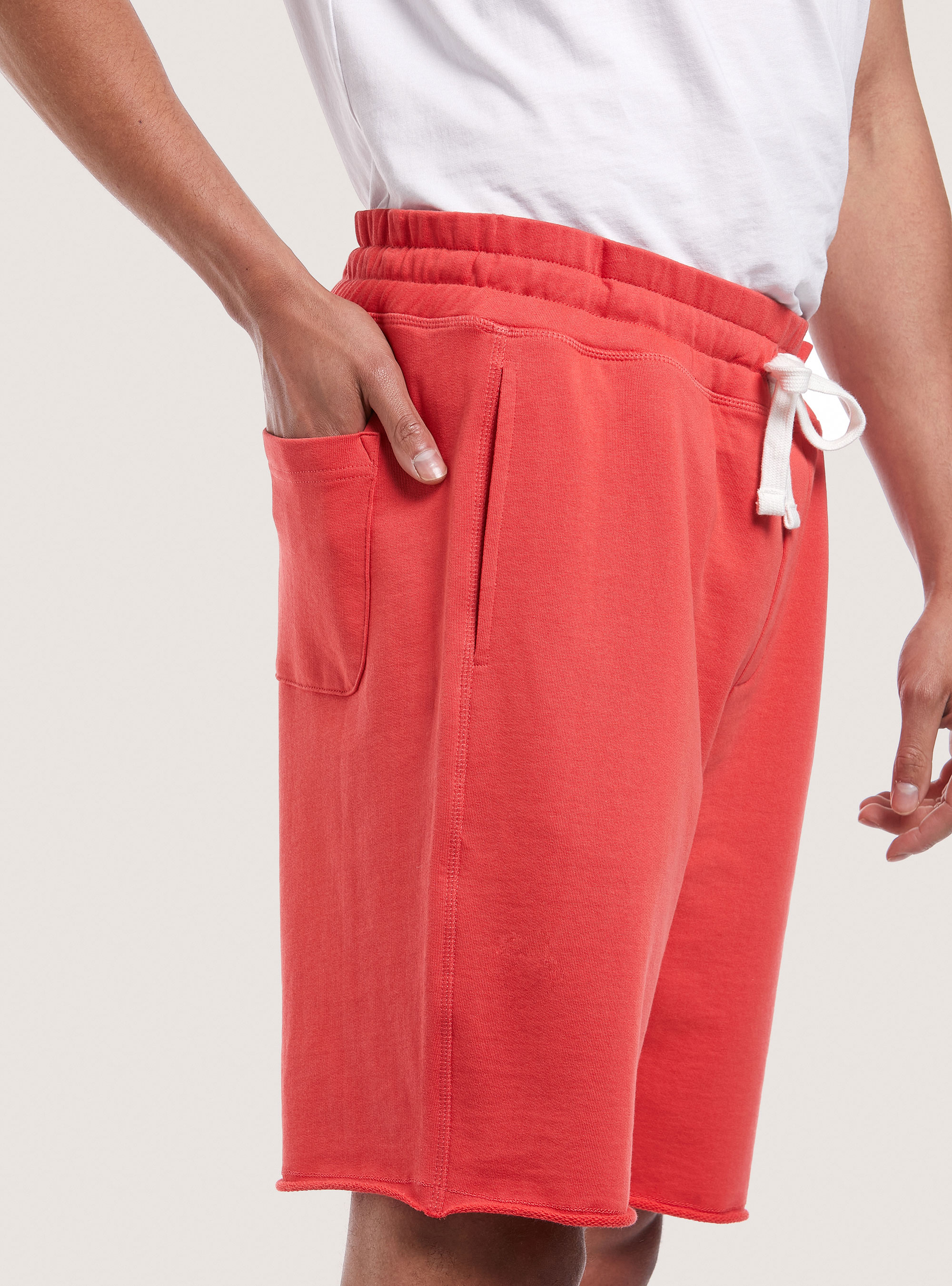 Basic cotton jogger bermuda shorts, C3444 CORAL