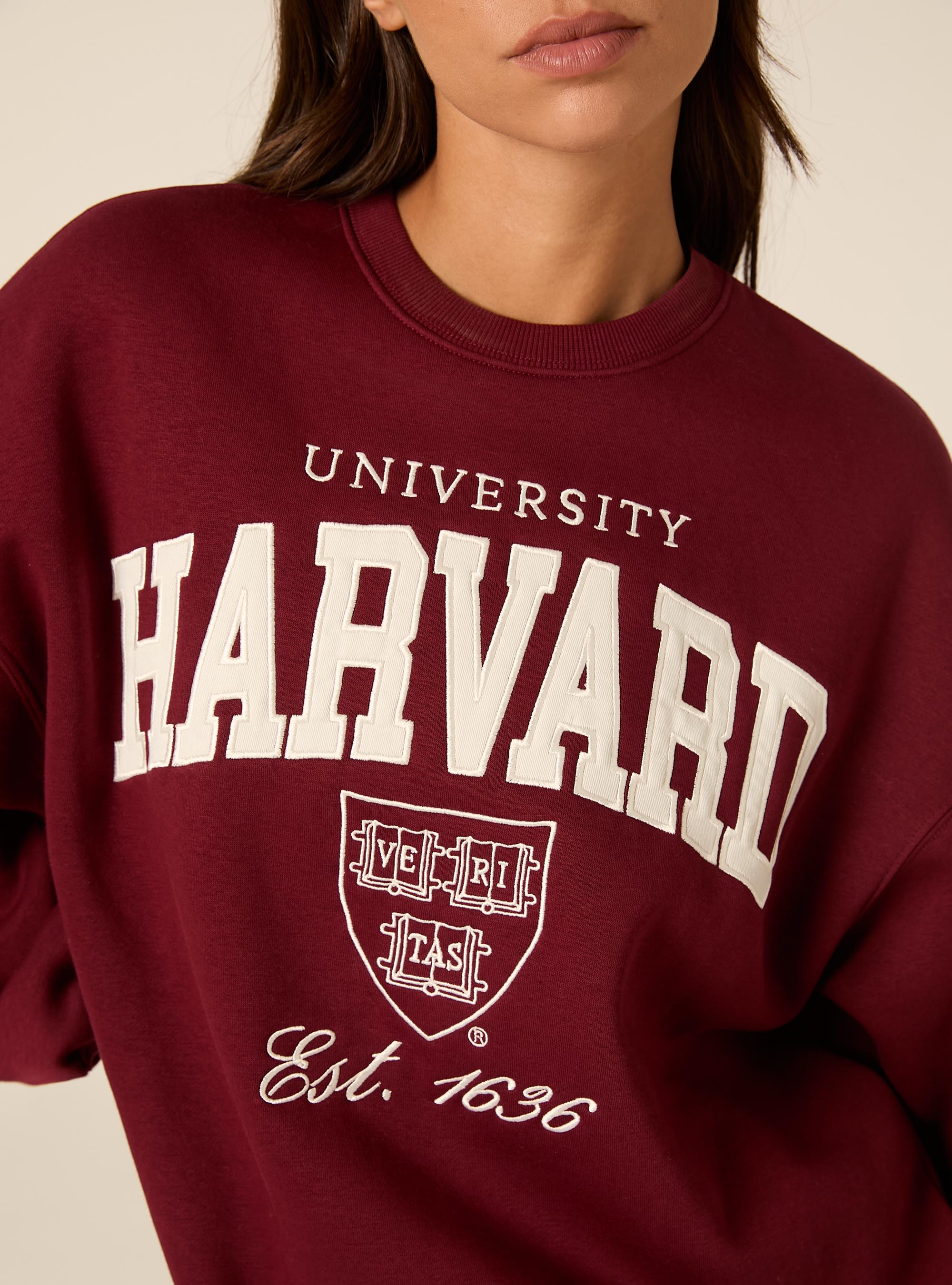 Felpa girocollo harvard, BORDEAUX SCURO