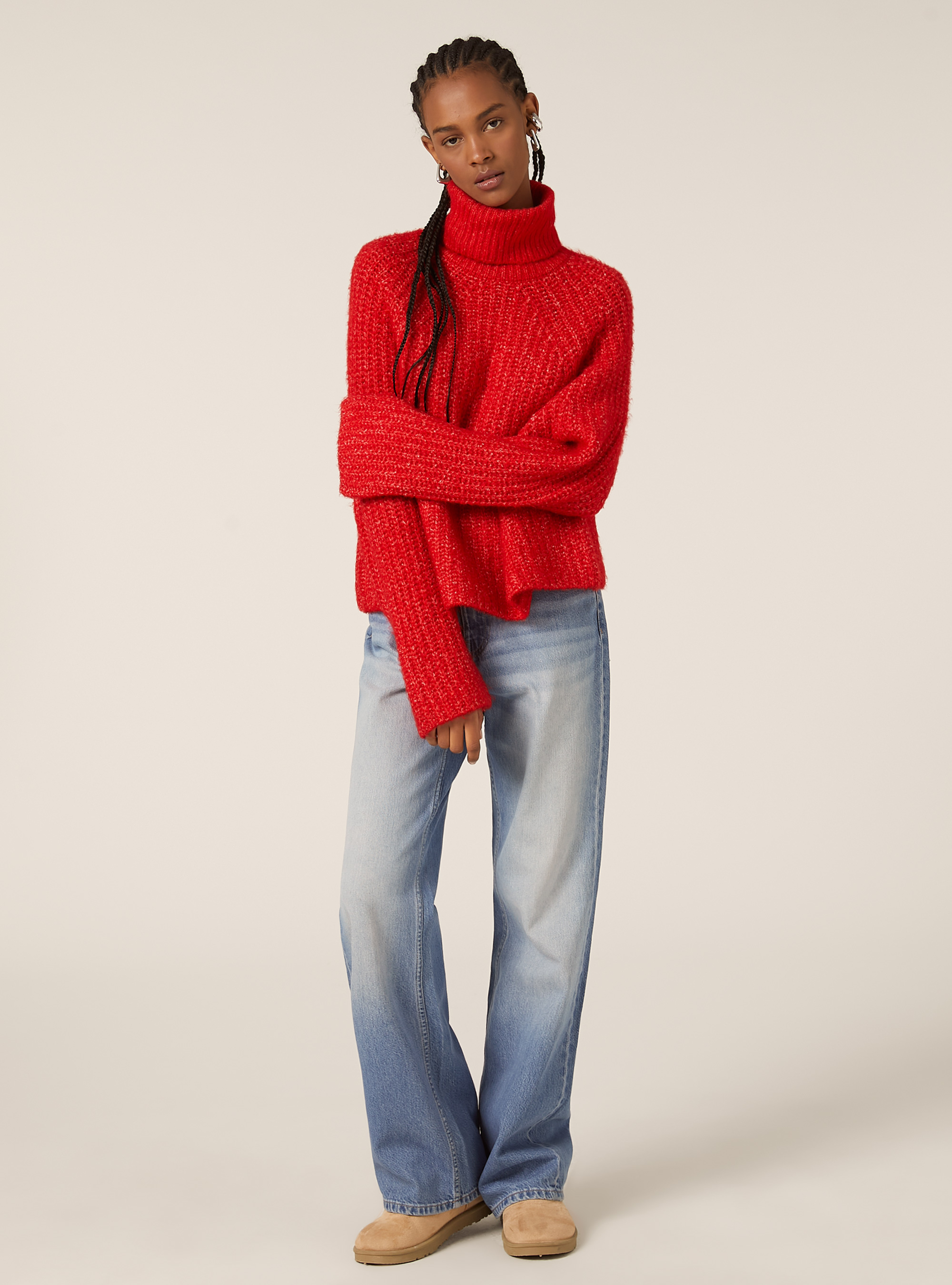 Jersey de cuello alto con canalé inglés, RD2 RED MEDIUM