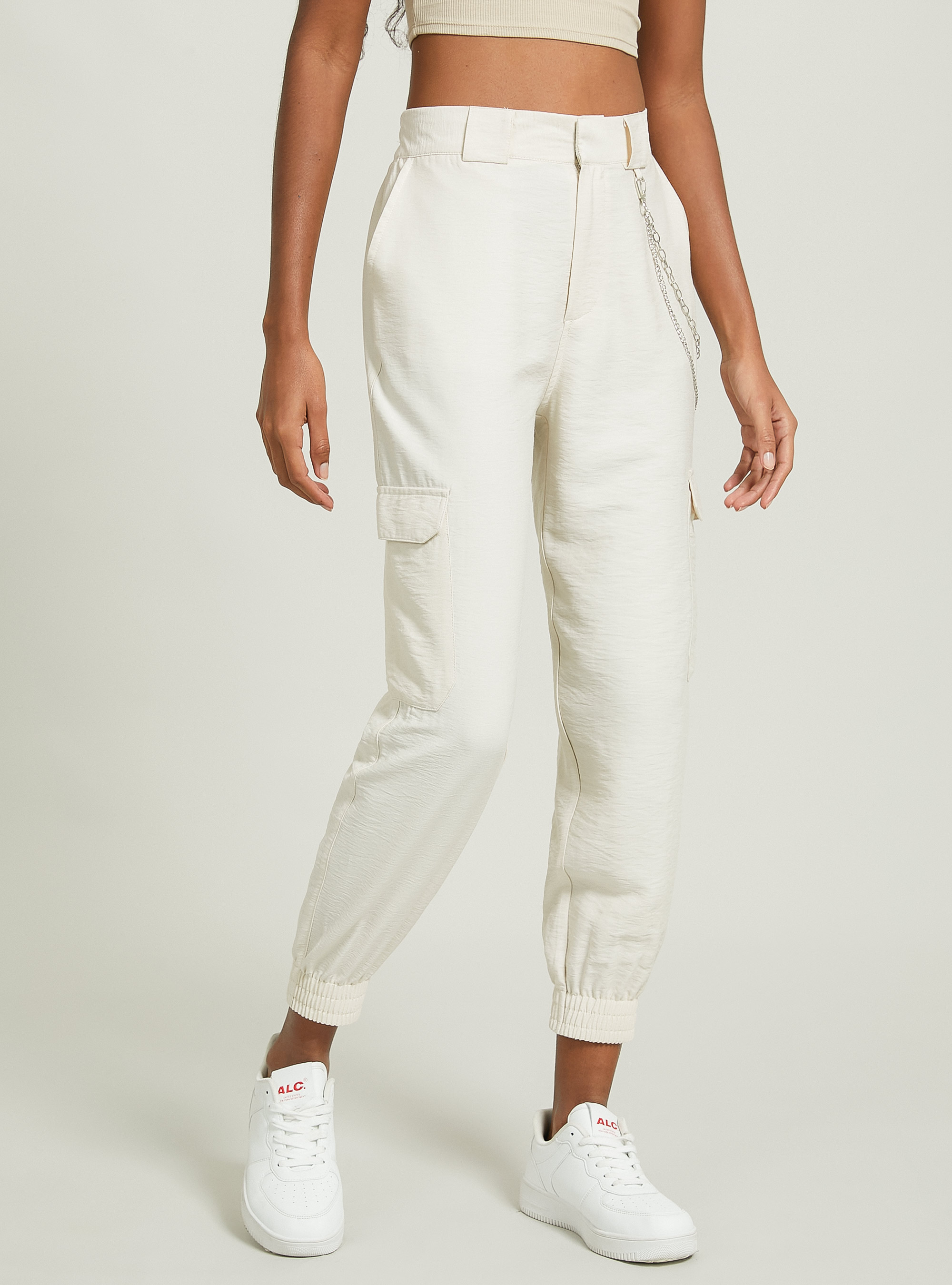 Hose aus einer Leinenmischung mit Kette, WH2 WHITE