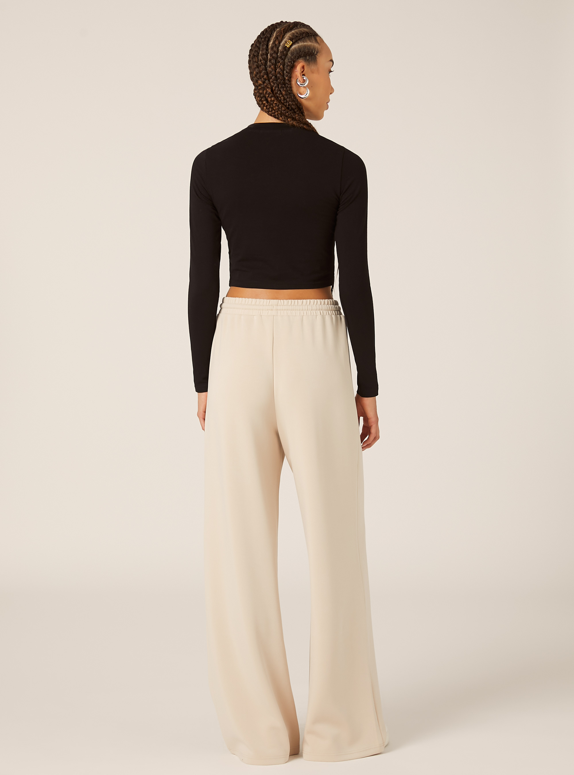 Jogger wide leg soft touch, BG3 BEIGE LIGHT