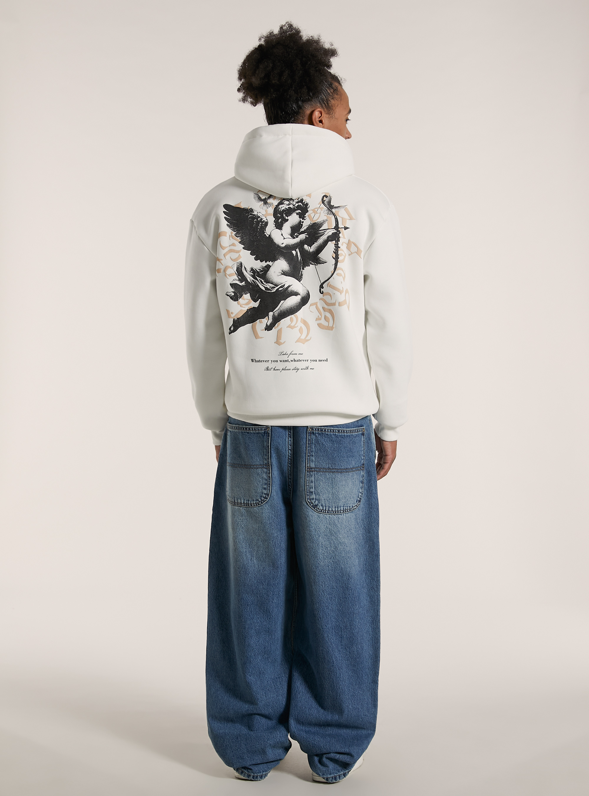 Felpa con cappuccio con stampa Angels, WH2 WHITE