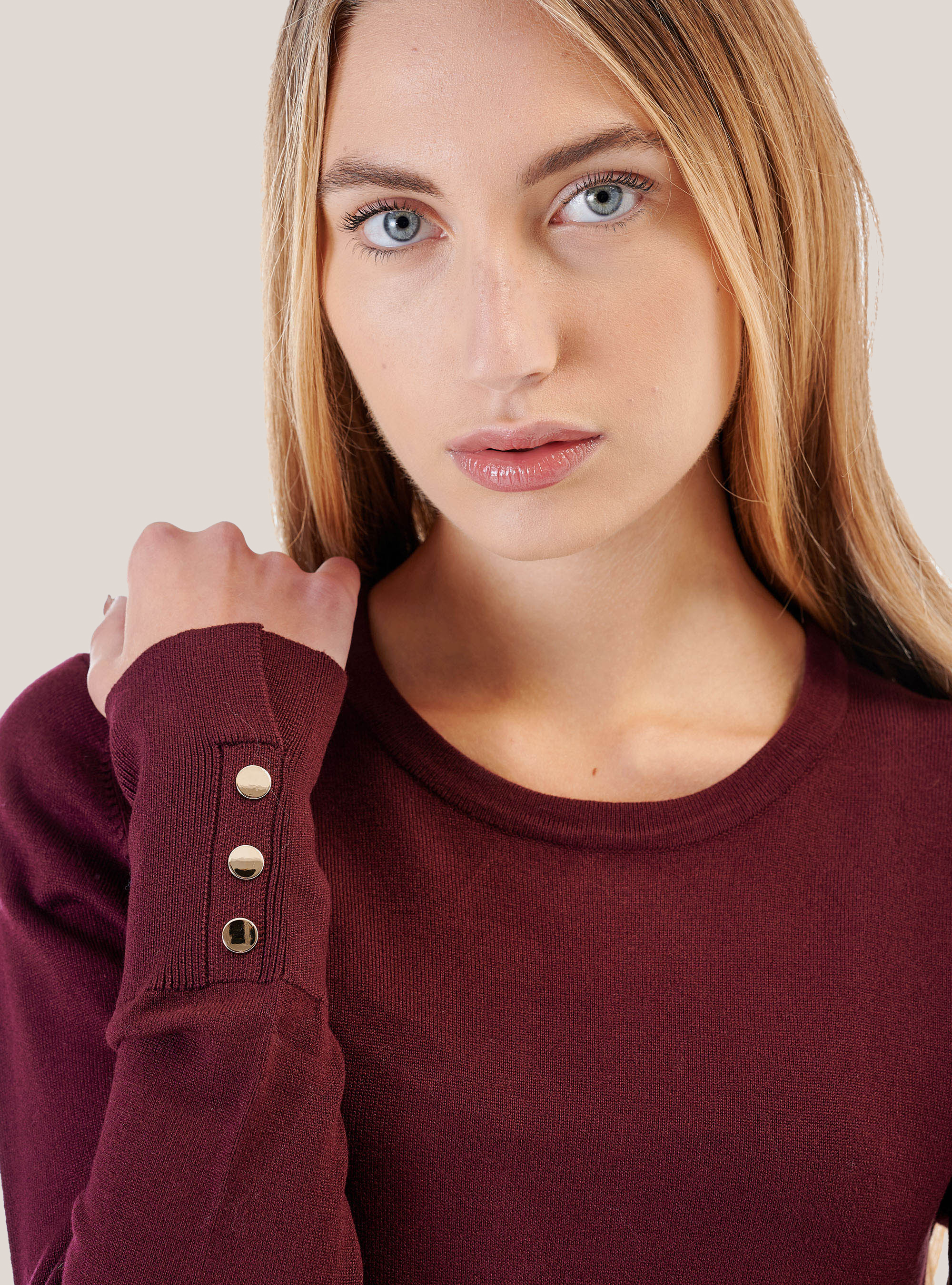 Comfort fit crew neck pullover, BORDEAUX