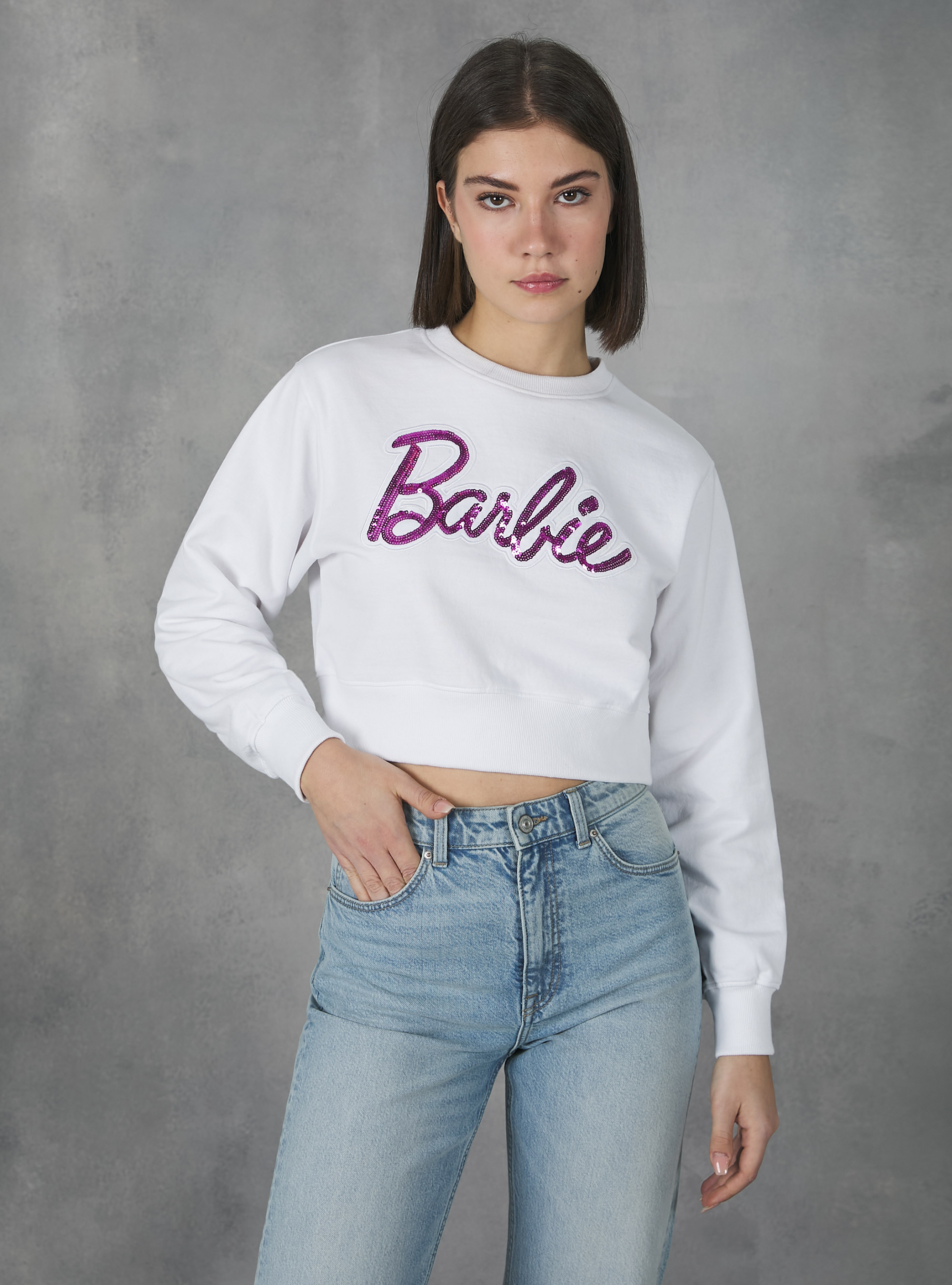 Felpa cropped Barbie / Alcott, WH3 WHITE
