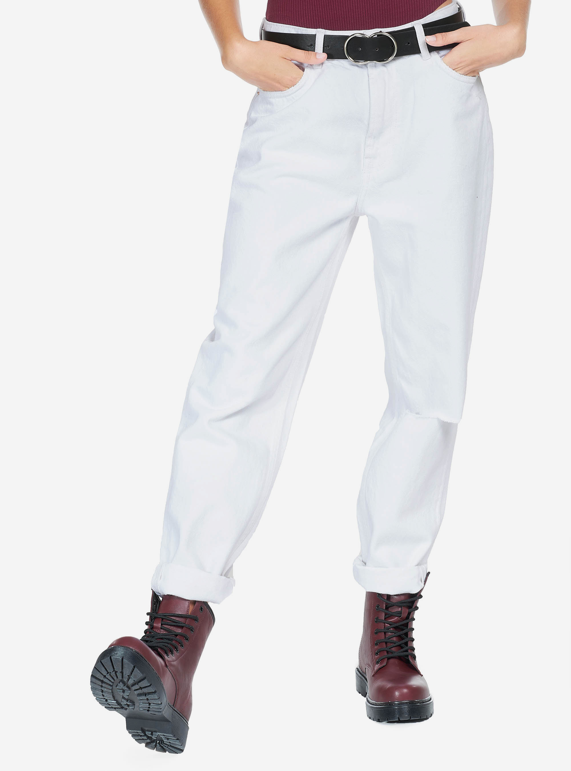 Jeans mom fit enjoy life, BIANCO