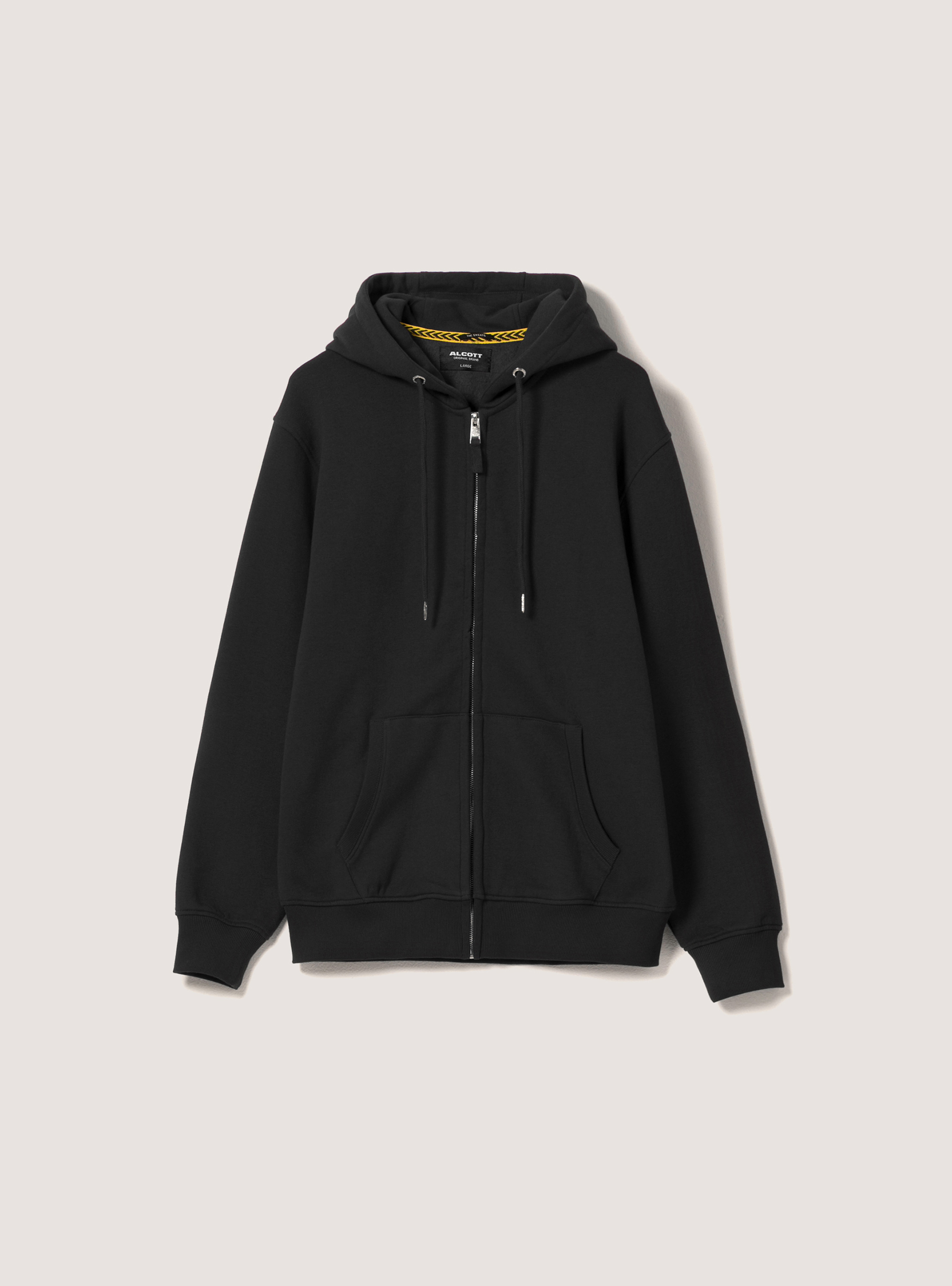 Basic hooded sweatshirt in cotton, BLACK