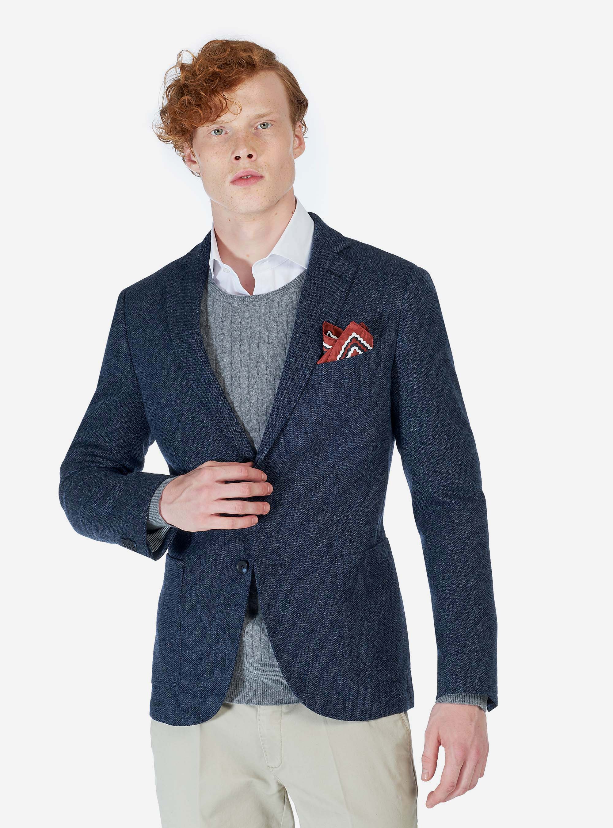 Veste col mao, C2254 BLUE